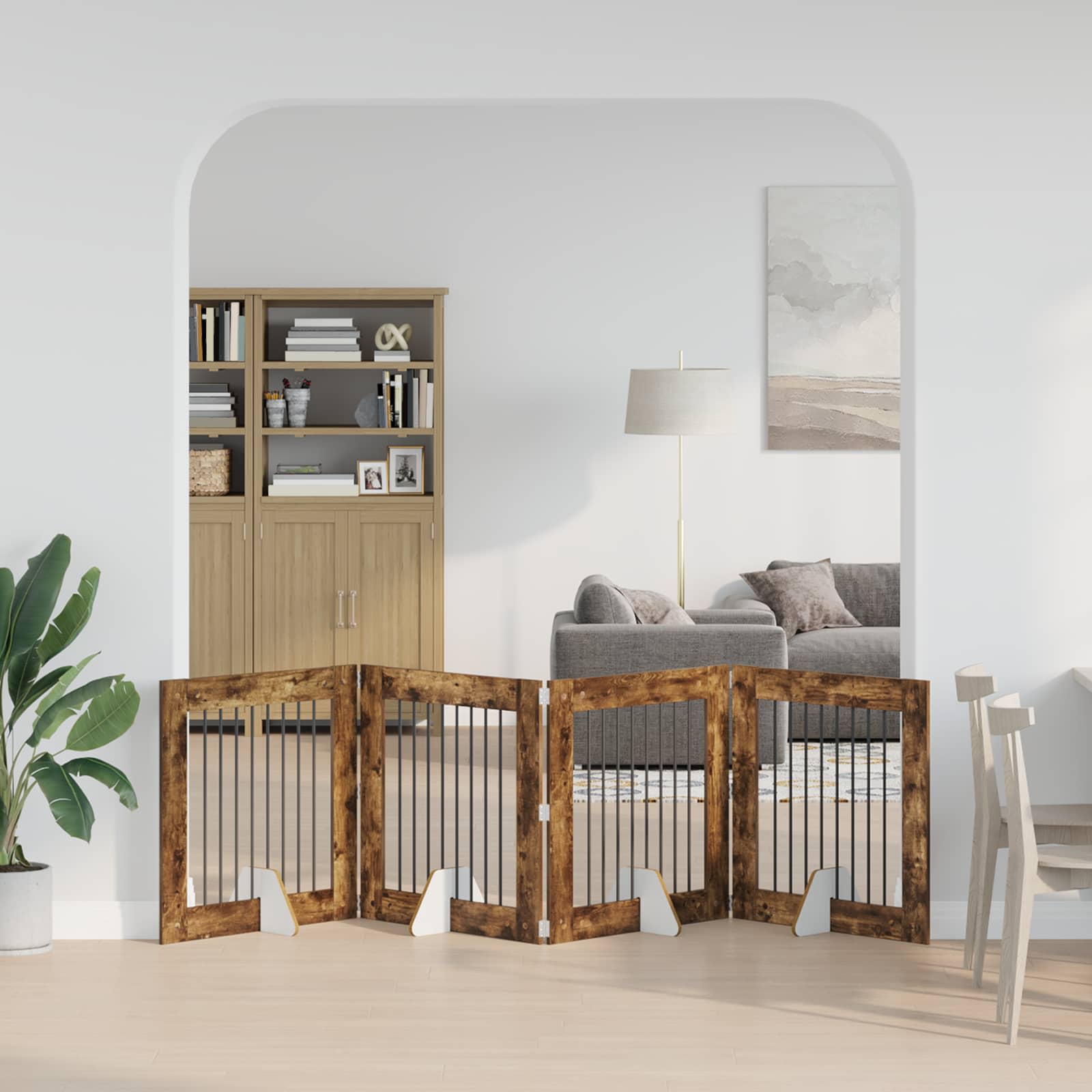 vidaXL Bramka dla psów z podpórkami 4 pcs Dąb wędzony 80 x 80 cm