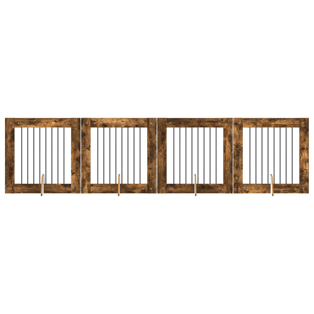 vidaXL Bramka dla psów z podpórkami 4 pcs Dąb wędzony 80 x 80 cm