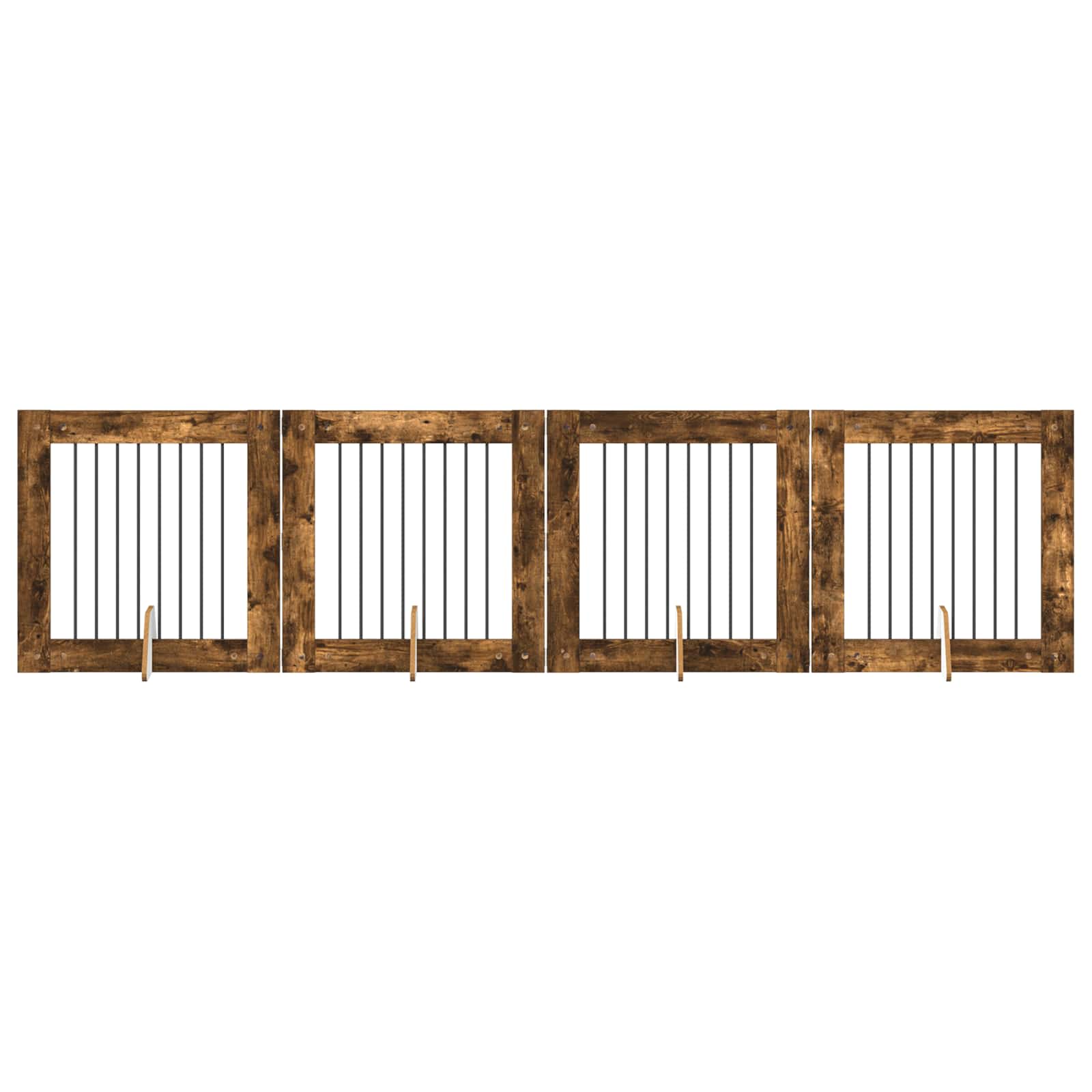 vidaXL Bramka dla psów z podpórkami 4 pcs Dąb wędzony 80 x 80 cm
