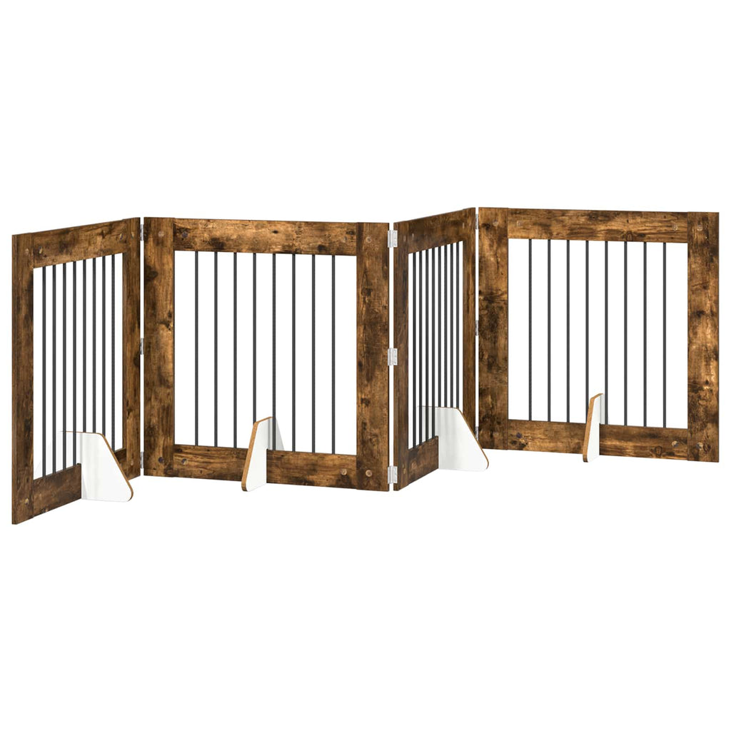 vidaXL Bramka dla psów z podpórkami 4 pcs Dąb wędzony 80 x 80 cm