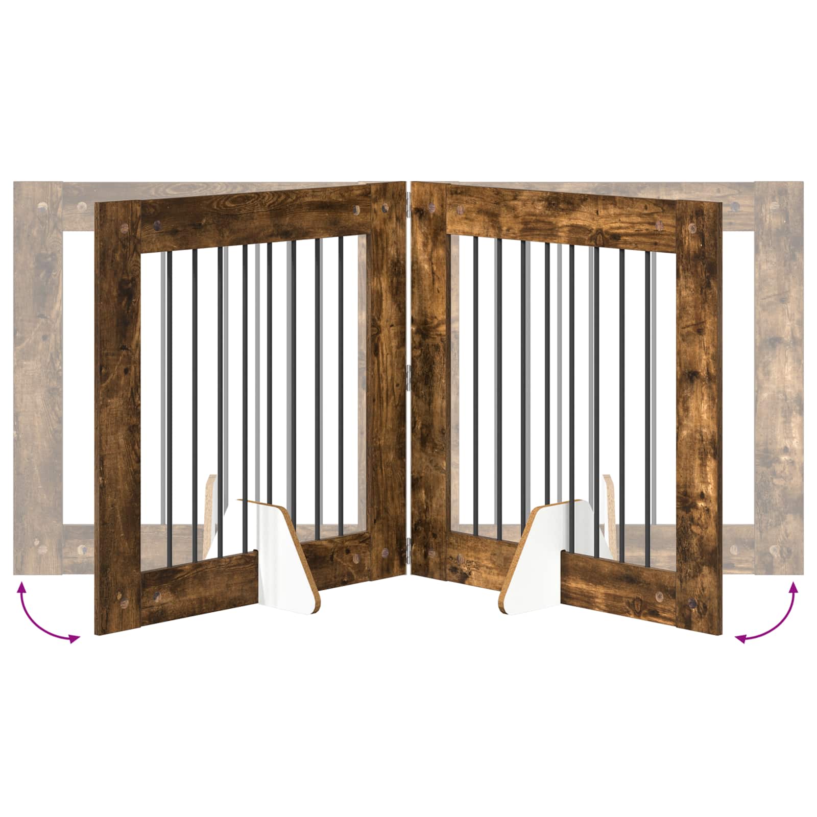 vidaXL Bramka dla psów z podpórkami 4 pcs Dąb wędzony 80 x 80 cm