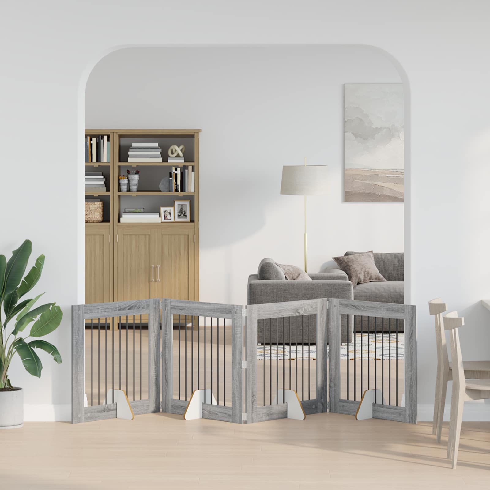 vidaXL Bramka dla psów z podpórkami 4 pcs Szary Sonoma 80 x 80 cm