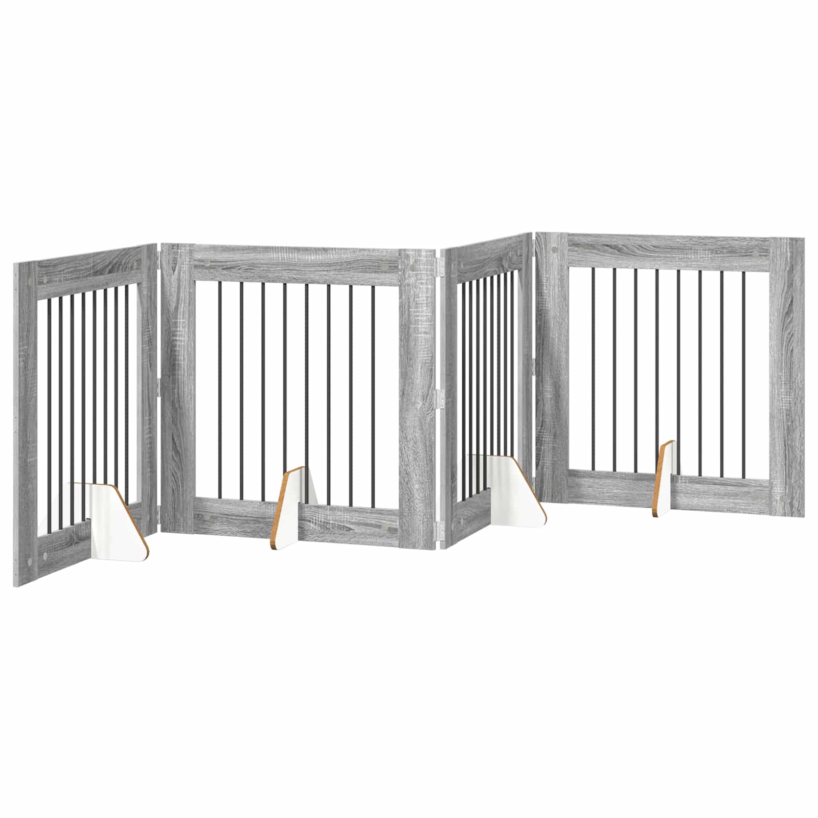 vidaXL Bramka dla psów z podpórkami 4 pcs Szary Sonoma 80 x 80 cm