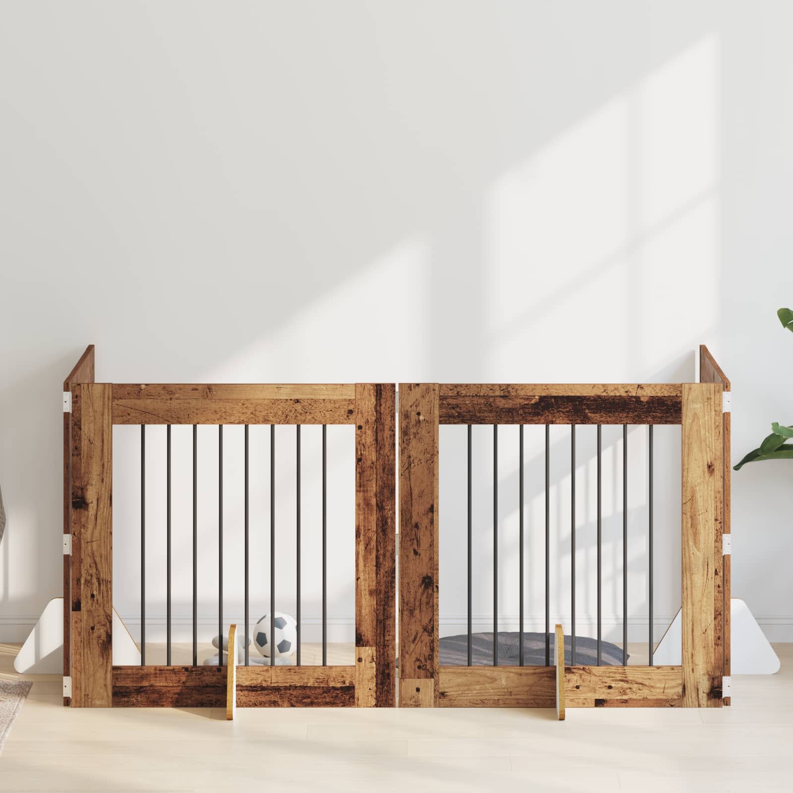 vidaXL Bramka dla psów z podpórkami 4 pcs Stare drewno 80 x 80 cm