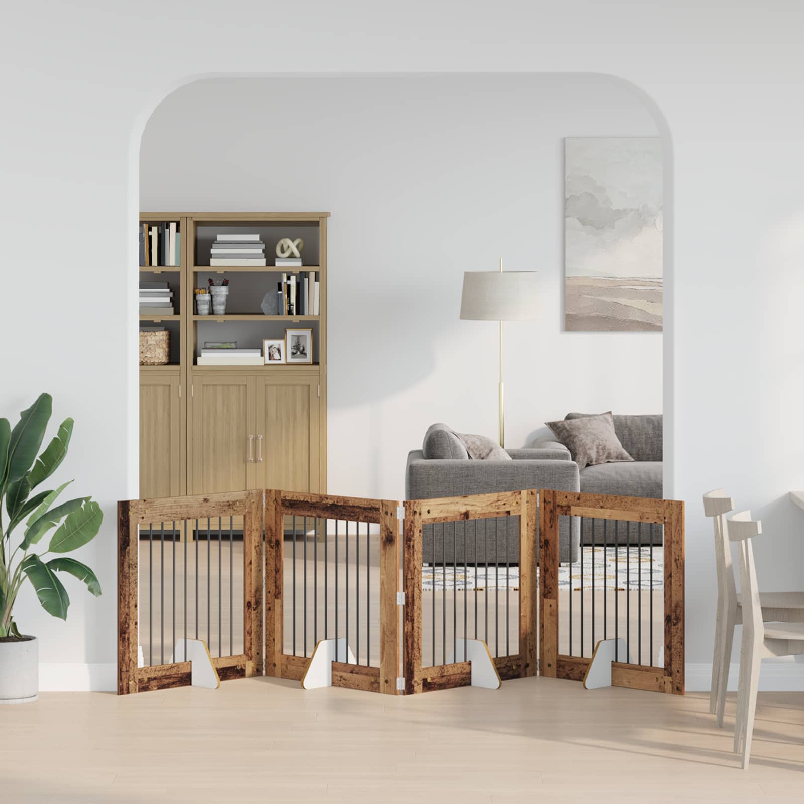 vidaXL Bramka dla psów z podpórkami 4 pcs Stare drewno 80 x 80 cm