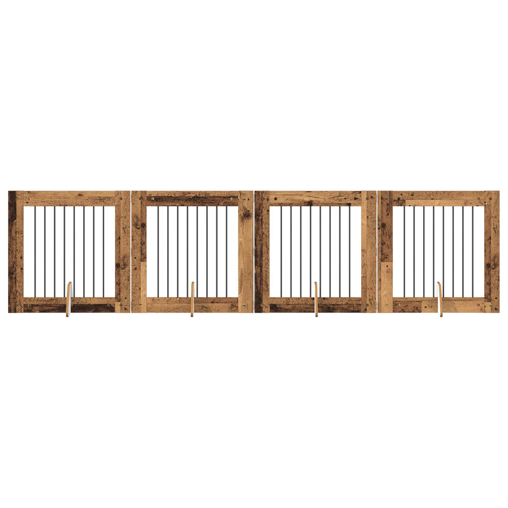 vidaXL Bramka dla psów z podpórkami 4 pcs Stare drewno 80 x 80 cm