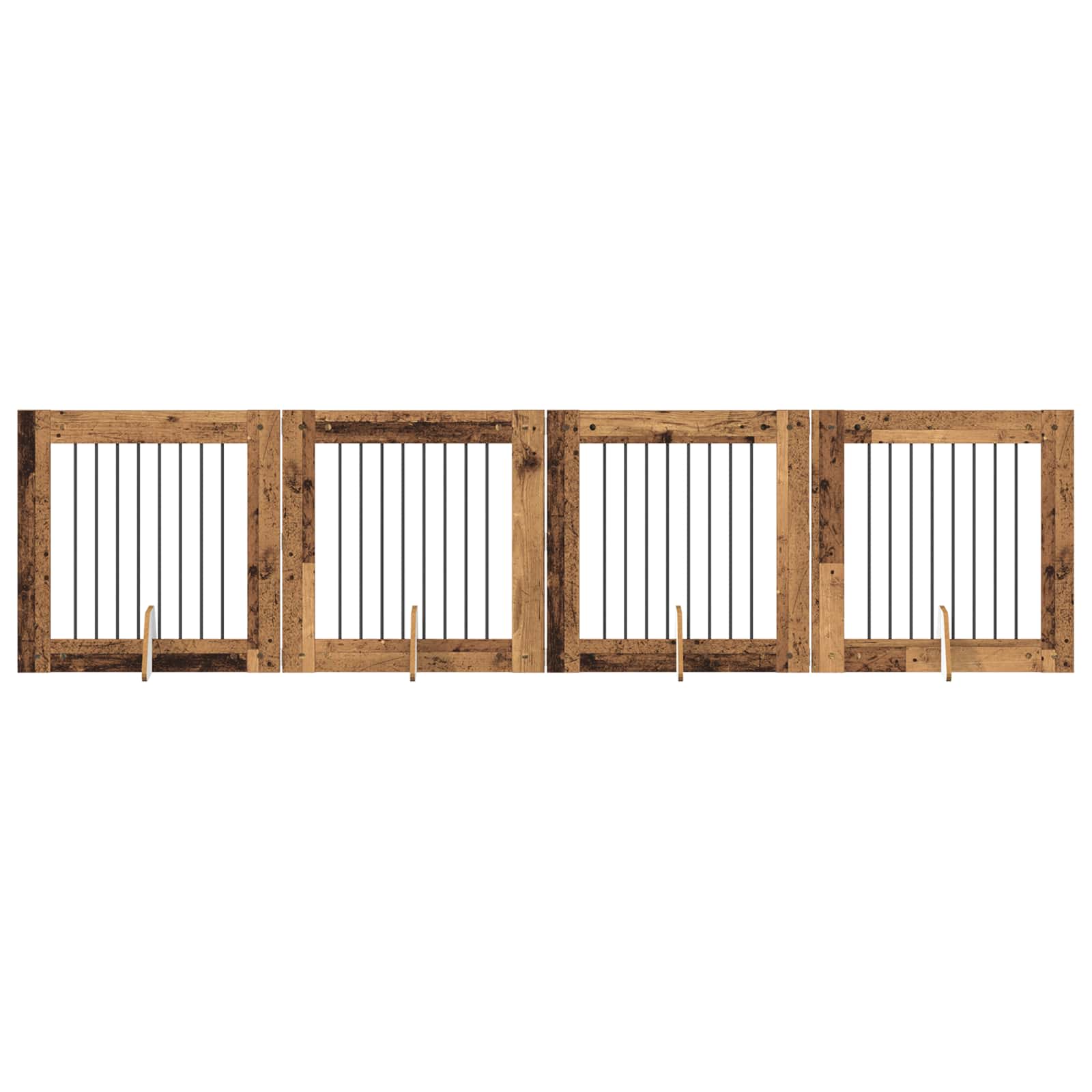 vidaXL Bramka dla psów z podpórkami 4 pcs Stare drewno 80 x 80 cm