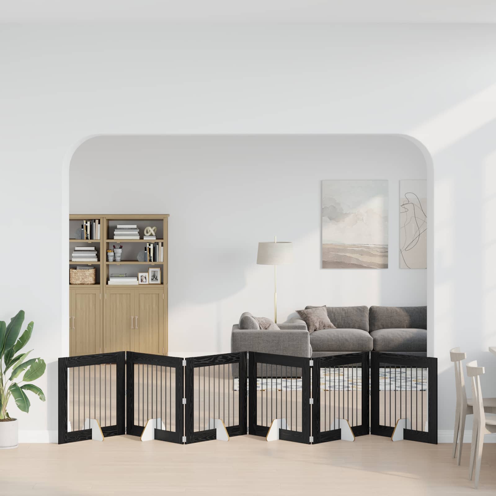 vidaXL Bramka dla psów z podpórkami 6 pcs Czarny dąb 80 x 80 cm