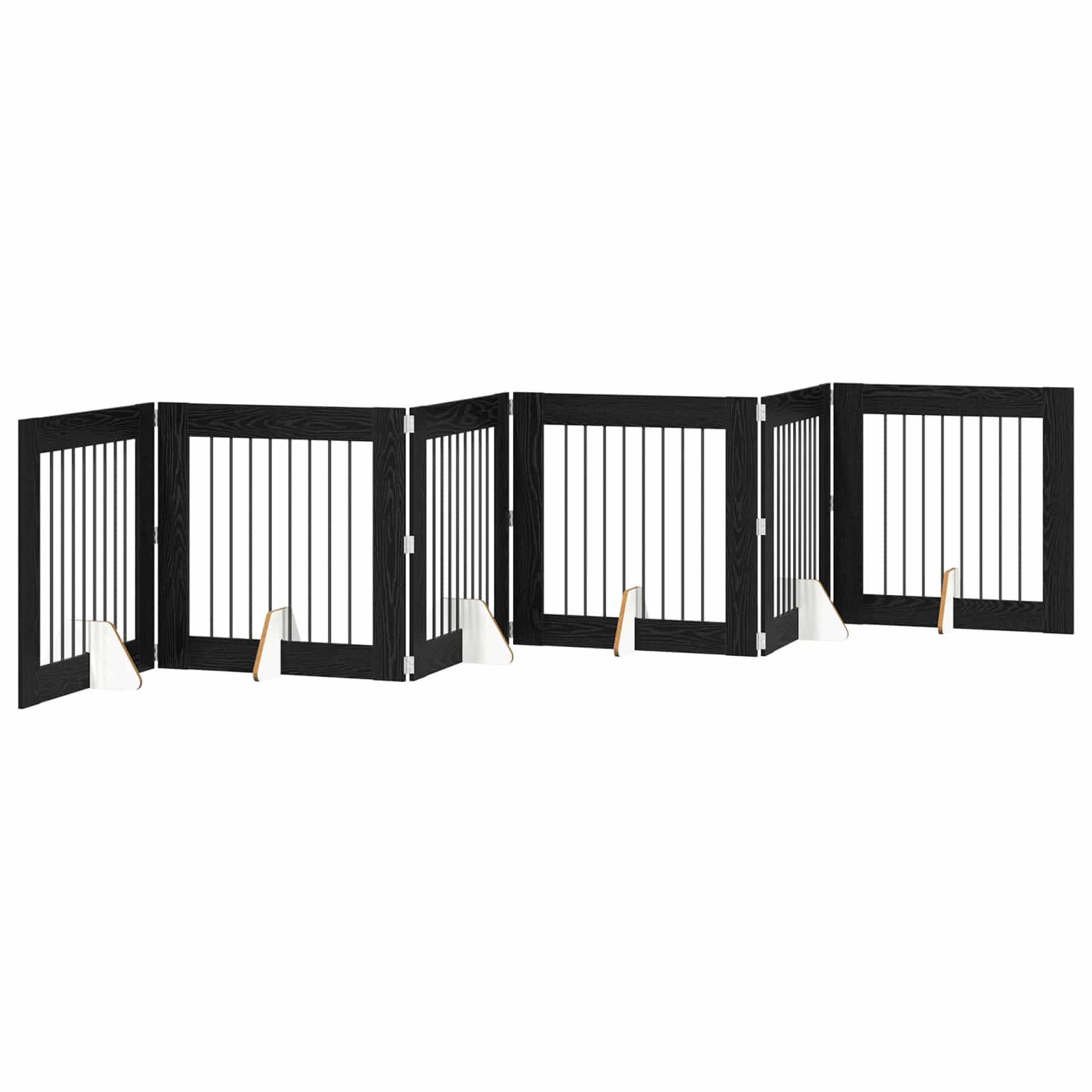 vidaXL Bramka dla psów z podpórkami 6 pcs Czarny dąb 80 x 80 cm