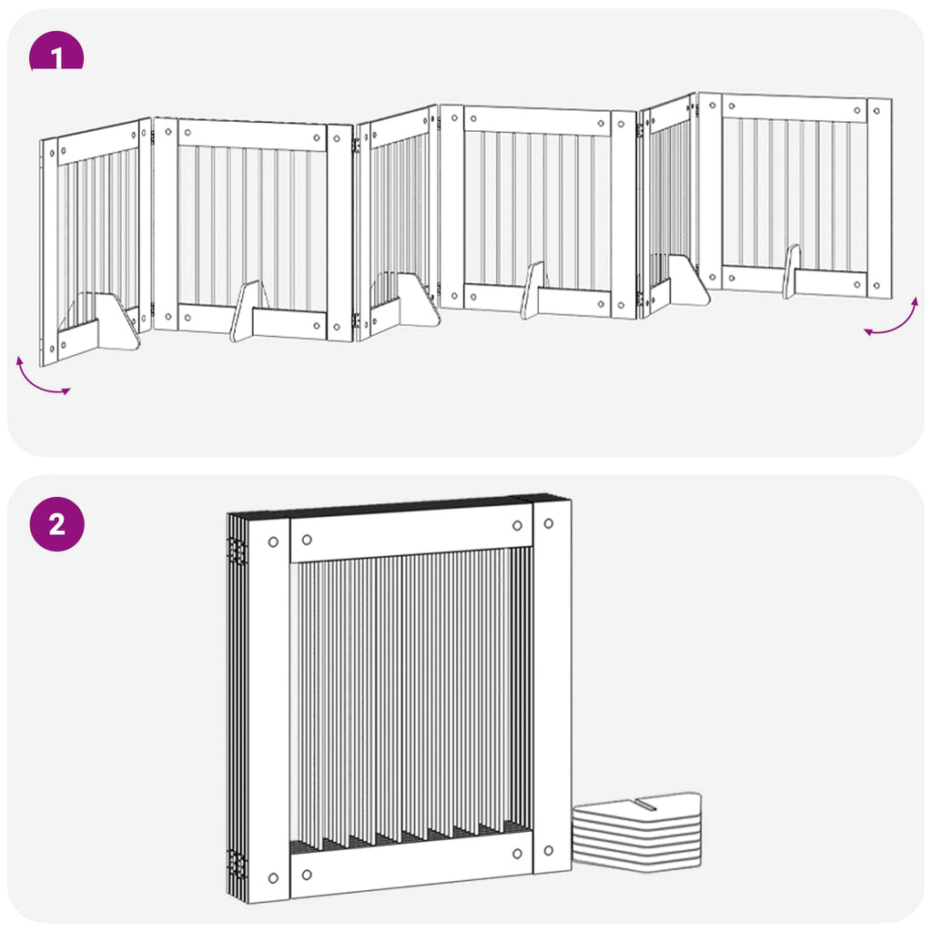 vidaXL Bramka dla psów z podpórkami 6 pcs Czarny dąb 80 x 80 cm