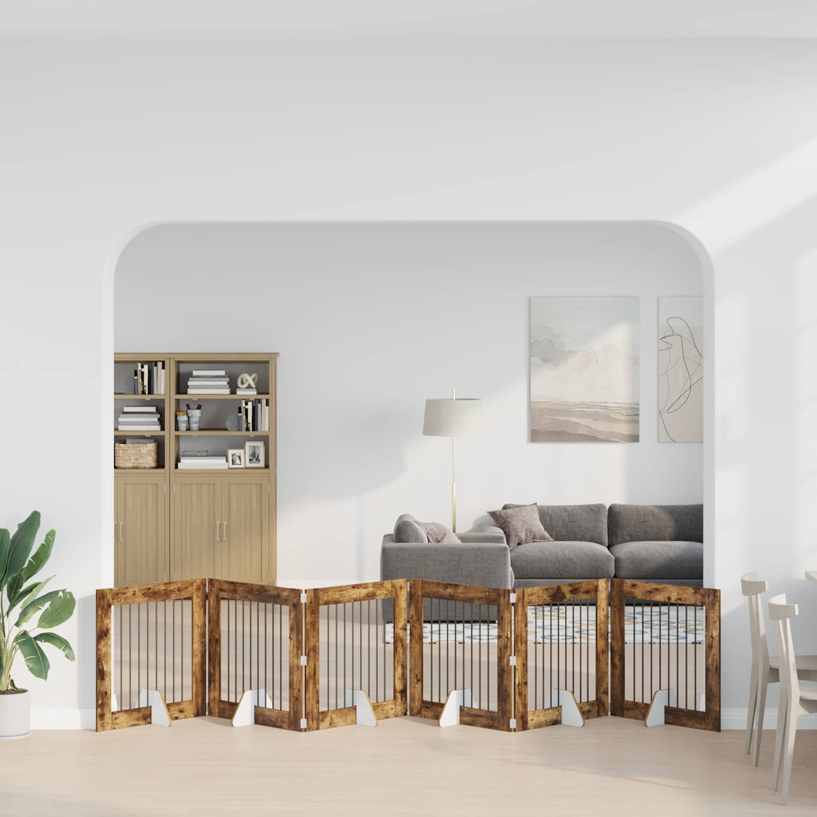 vidaXL Bramka dla psów z podpórkami 6 pcs Dąb wędzony 80 x 80 cm
