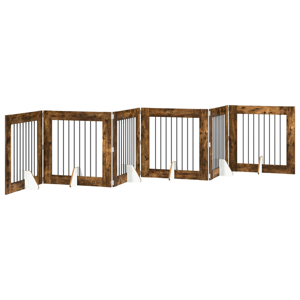 vidaXL Bramka dla psów z podpórkami 6 pcs Dąb wędzony 80 x 80 cm