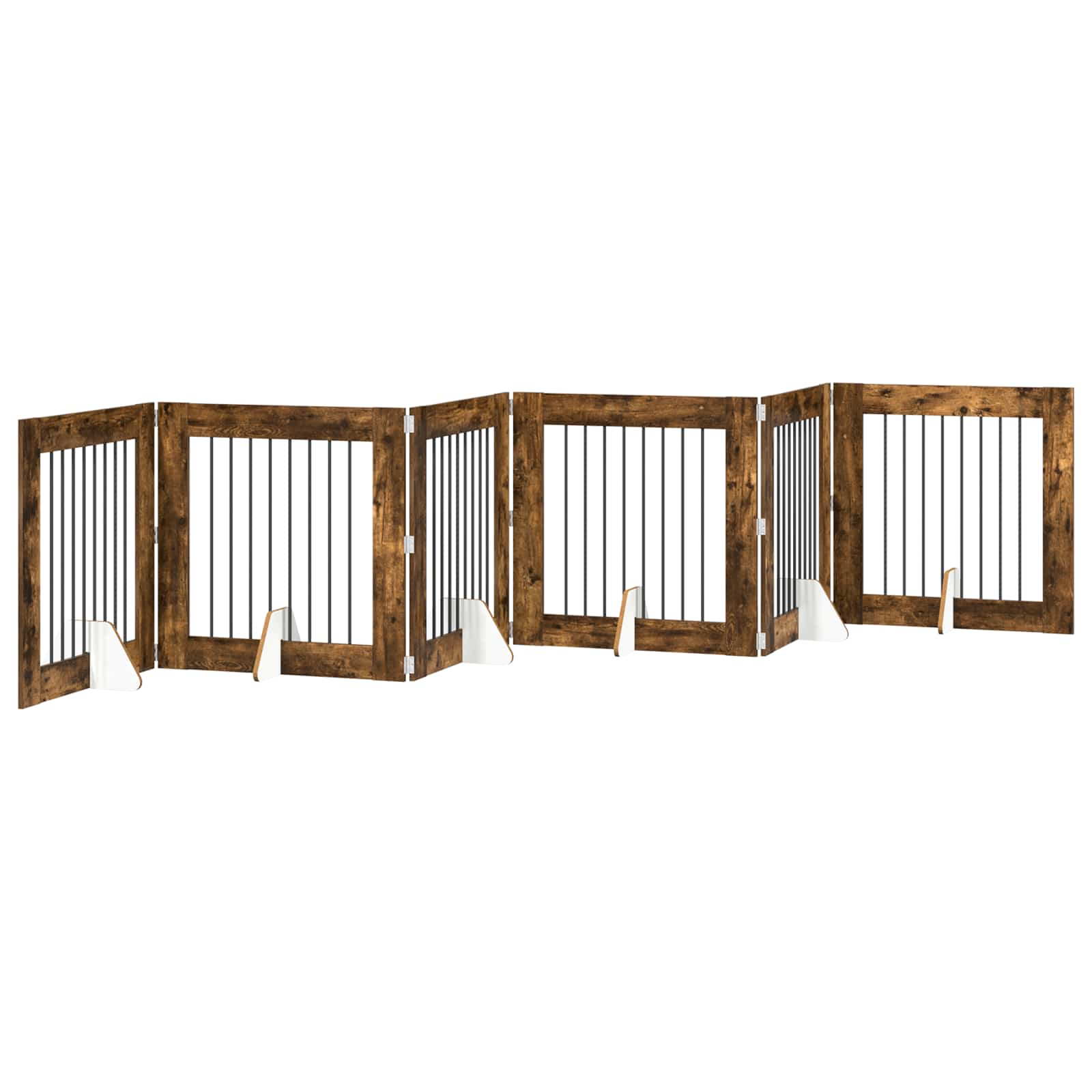 vidaXL Bramka dla psów z podpórkami 6 pcs Dąb wędzony 80 x 80 cm