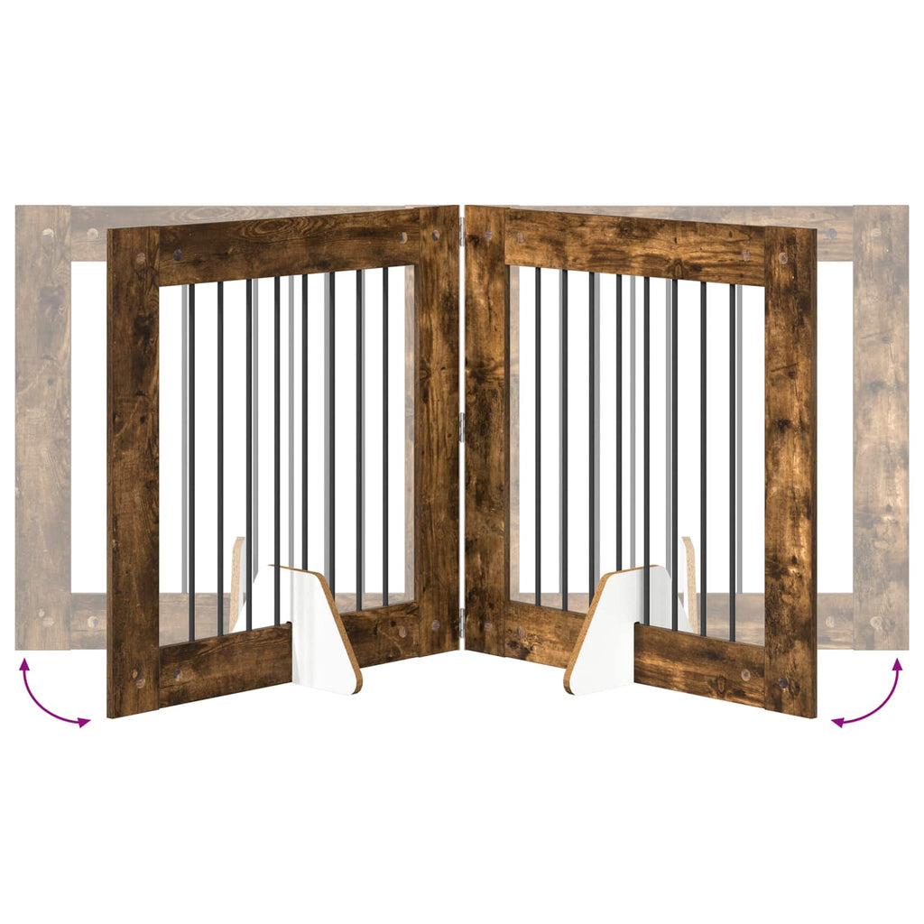 vidaXL Bramka dla psów z podpórkami 6 pcs Dąb wędzony 80 x 80 cm