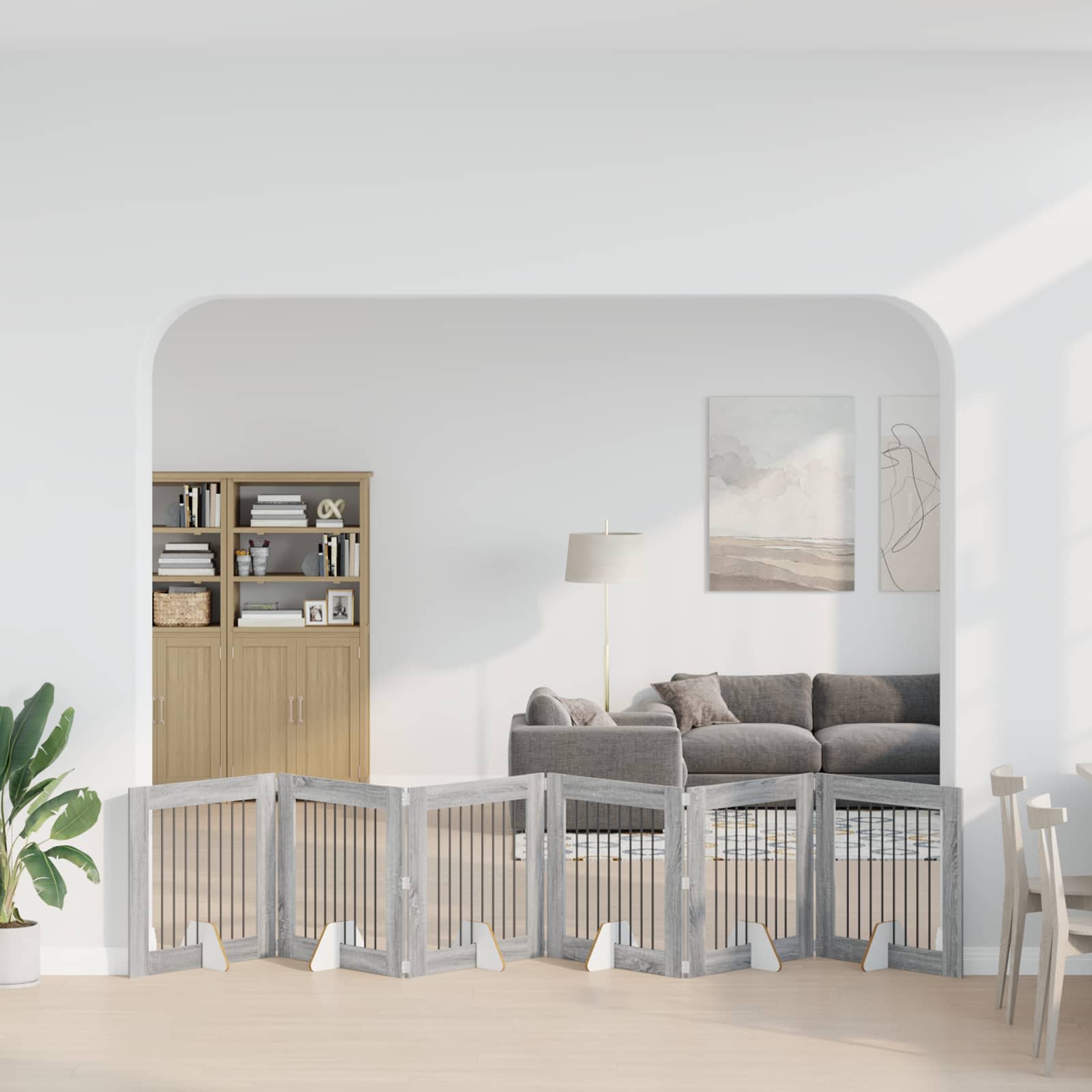 vidaXL Bramka dla psów z podpórkami 6 pcs Szary Sonoma 80 x 80 cm