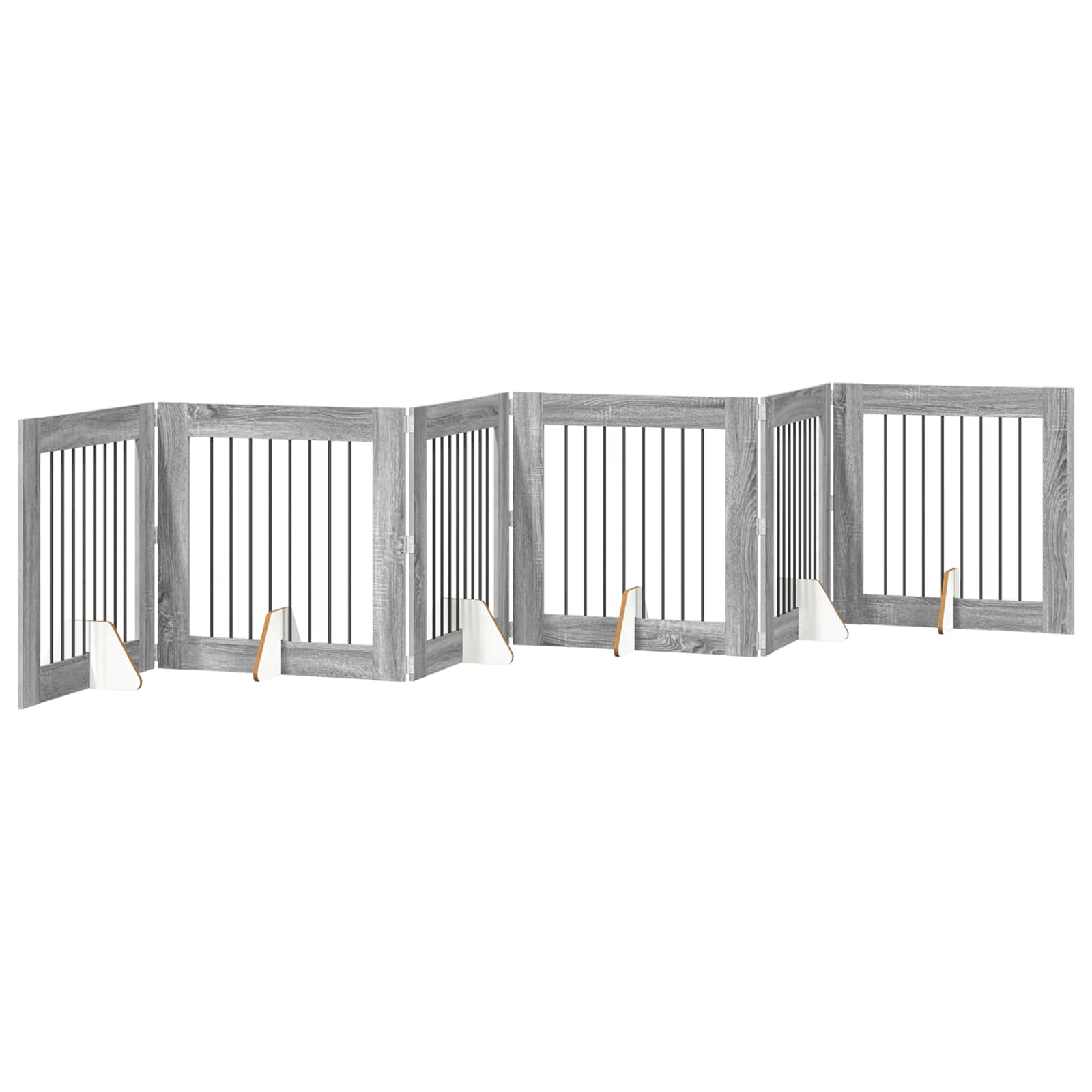 vidaXL Bramka dla psów z podpórkami 6 pcs Szary Sonoma 80 x 80 cm