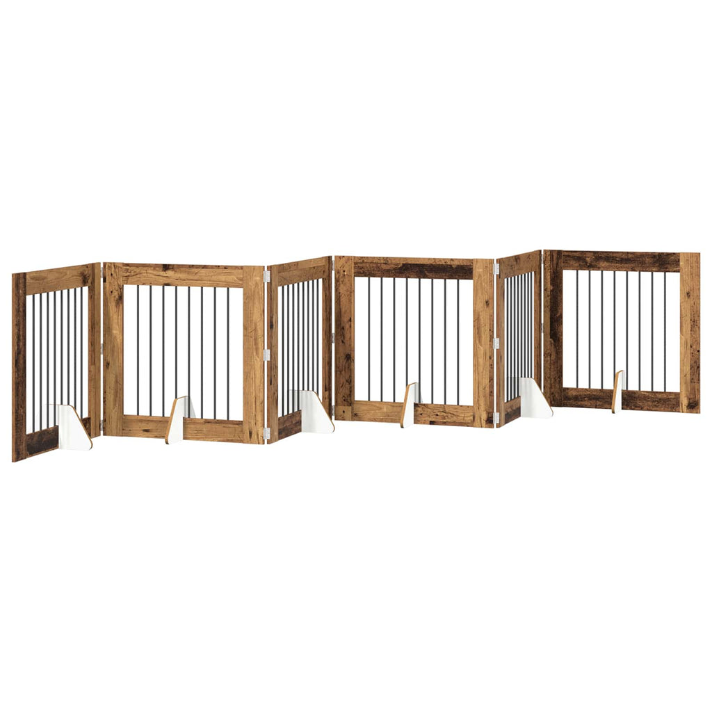 vidaXL Bramka dla psów z podpórkami 6 pcs Stare drewno 80 x 80 cm