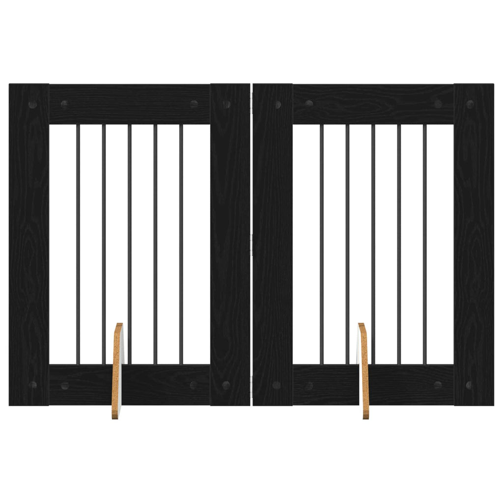 vidaXL Bramka dla psów z podpórkami 2 pcs Czarny dąb 60 x 80 cm