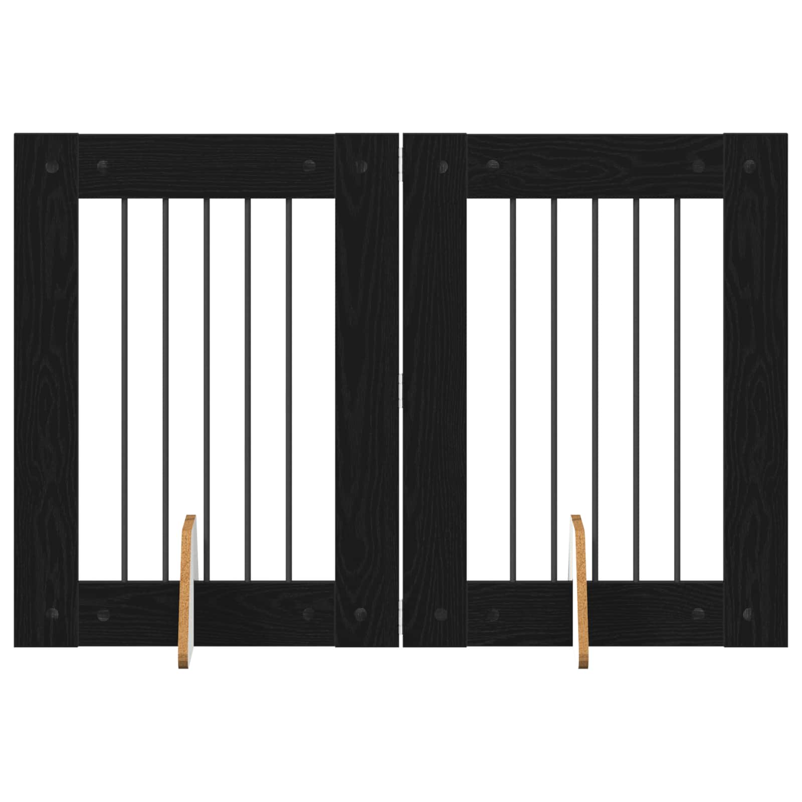 vidaXL Bramka dla psów z podpórkami 2 pcs Czarny dąb 60 x 80 cm