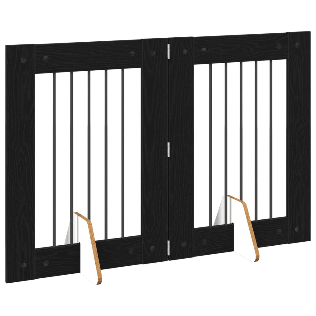 vidaXL Bramka dla psów z podpórkami 2 pcs Czarny dąb 60 x 80 cm