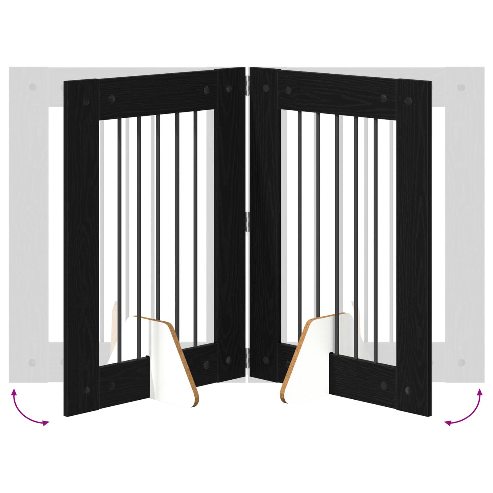 vidaXL Bramka dla psów z podpórkami 2 pcs Czarny dąb 60 x 80 cm