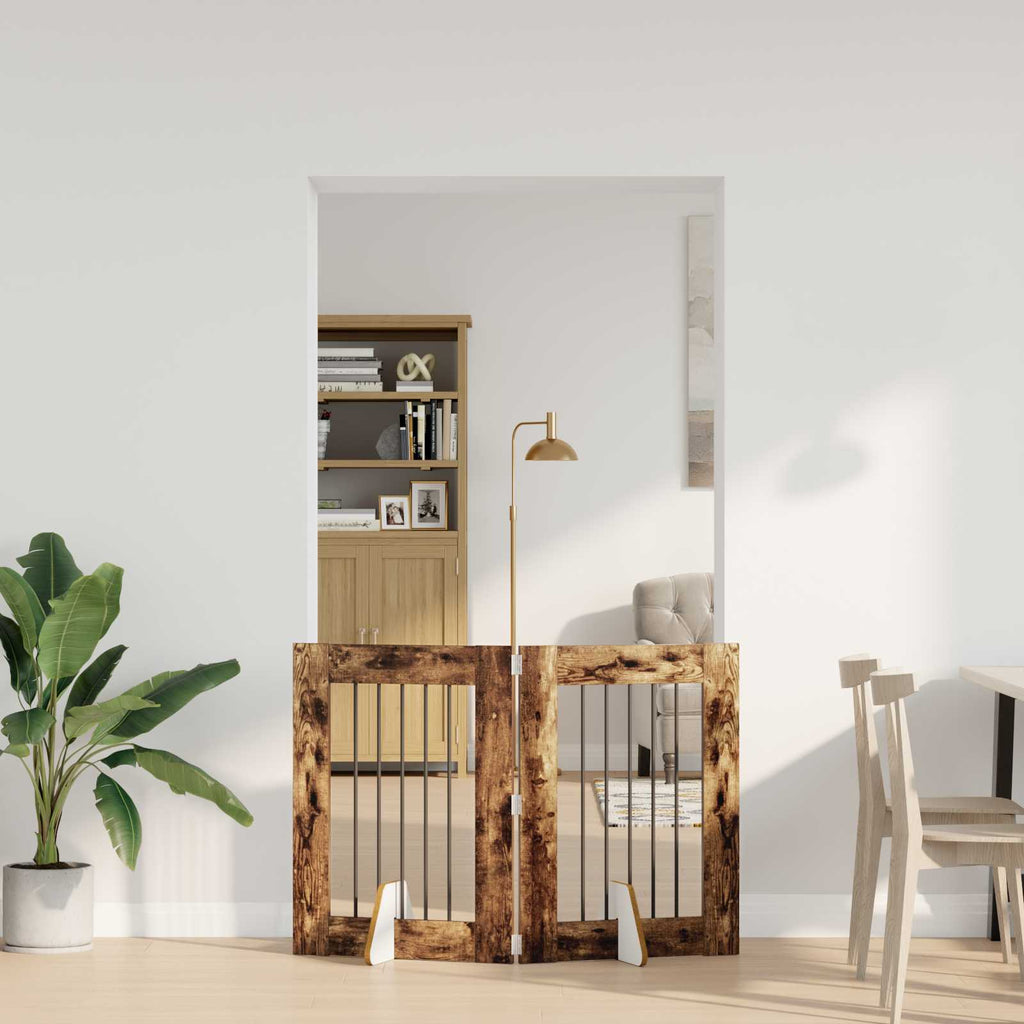 vidaXL Bramka dla psów z podpórkami 2 pcs Dąb wędzony 60 x 80 cm