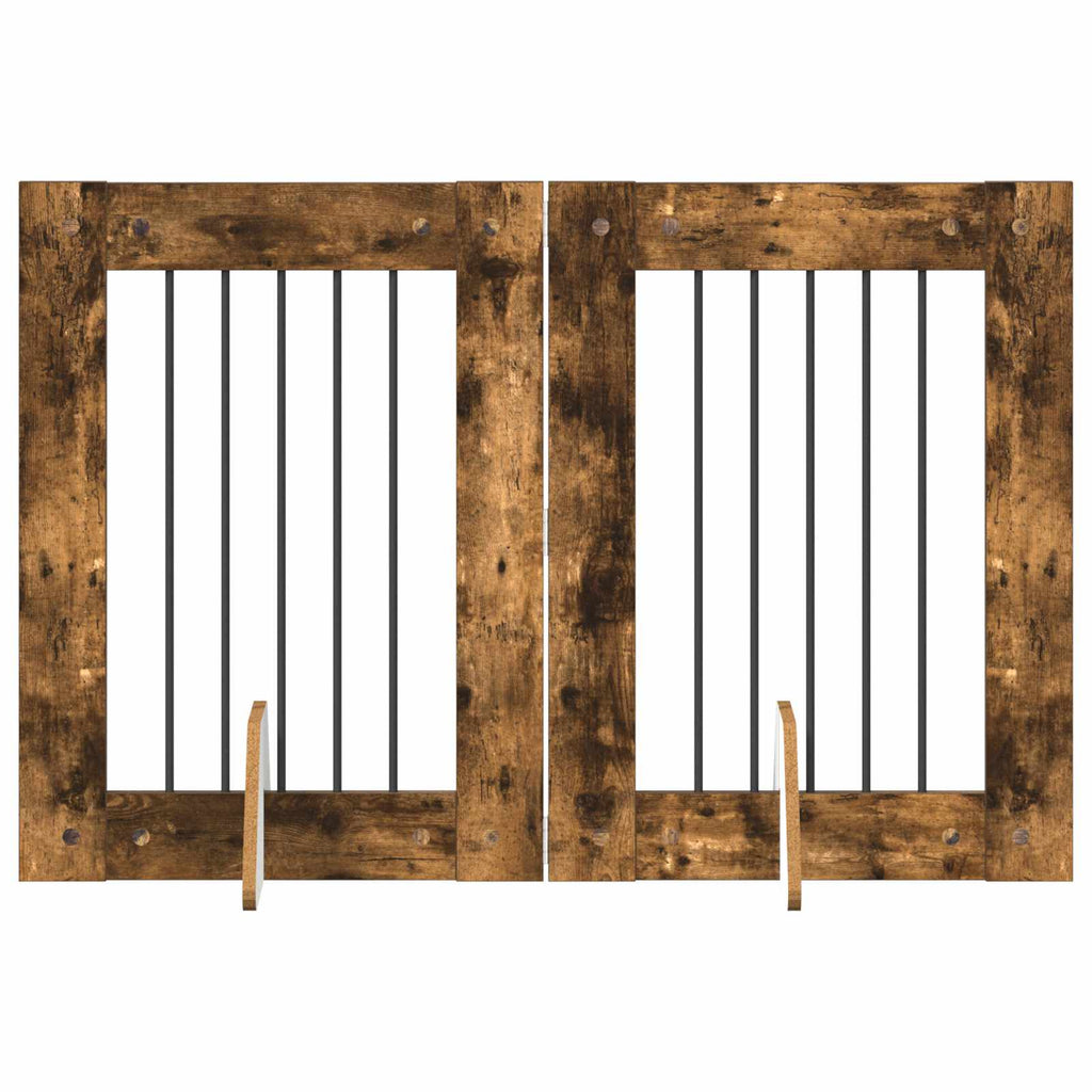 vidaXL Bramka dla psów z podpórkami 2 pcs Dąb wędzony 60 x 80 cm