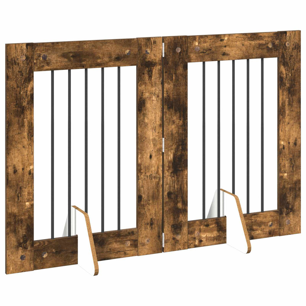 vidaXL Bramka dla psów z podpórkami 2 pcs Dąb wędzony 60 x 80 cm