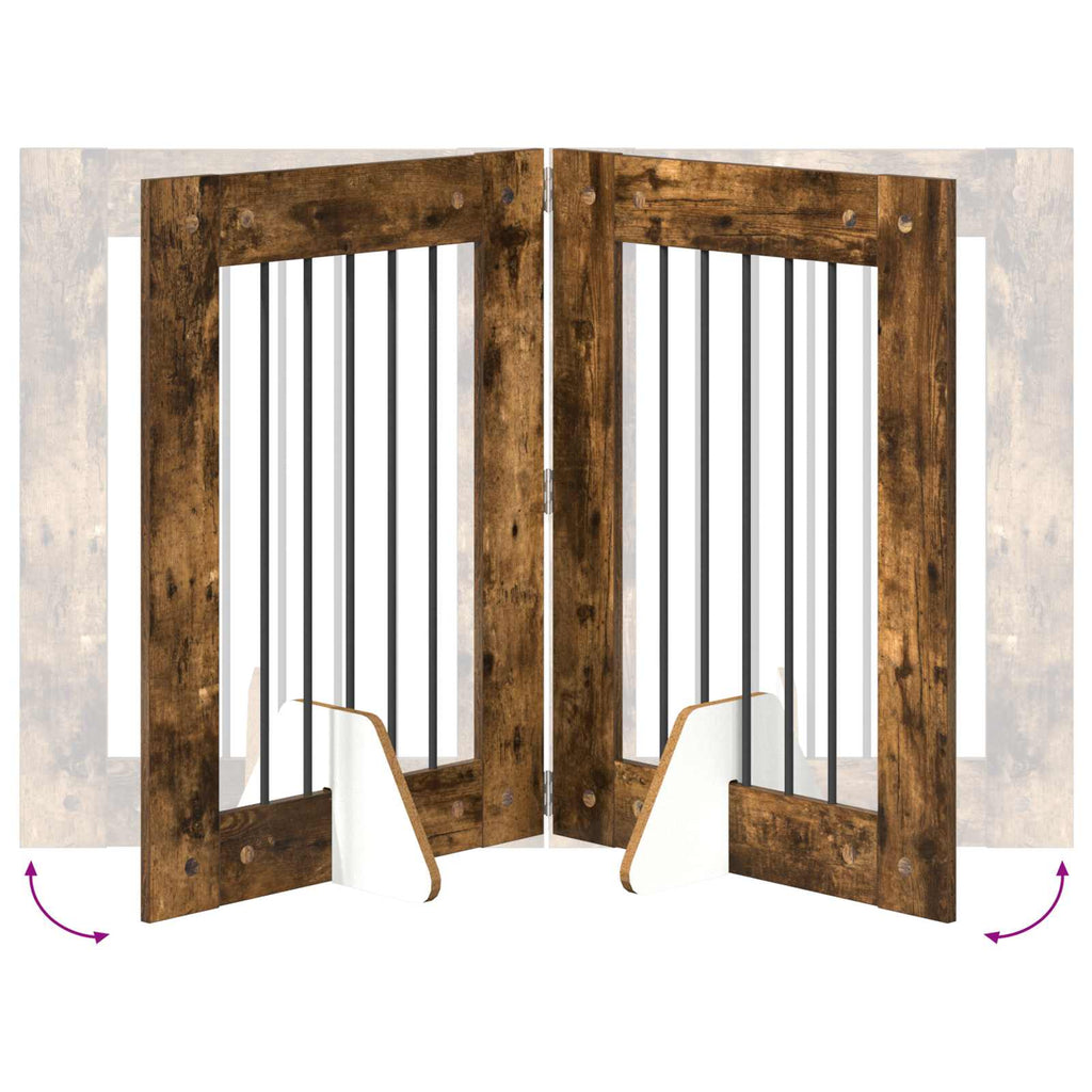 vidaXL Bramka dla psów z podpórkami 2 pcs Dąb wędzony 60 x 80 cm
