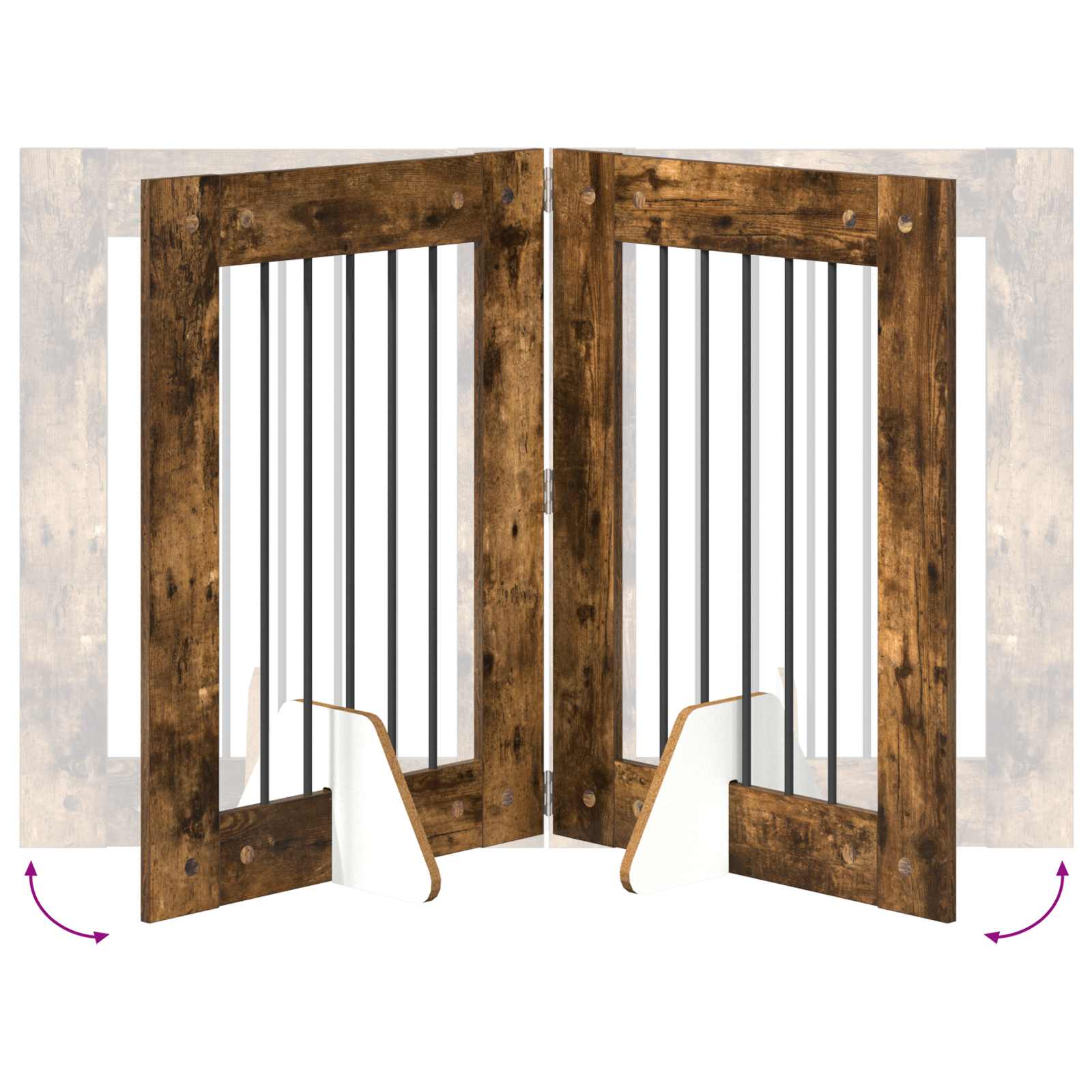 vidaXL Bramka dla psów z podpórkami 2 pcs Dąb wędzony 60 x 80 cm