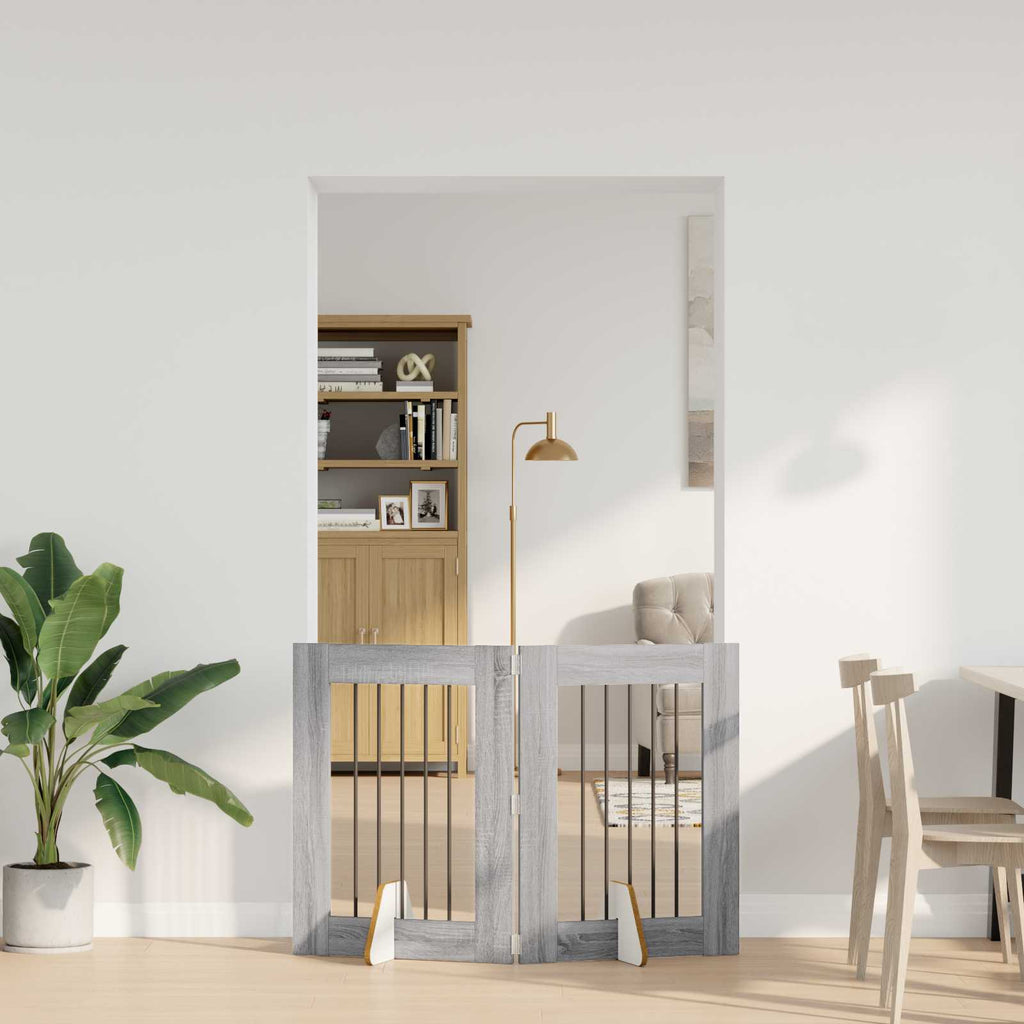 vidaXL Bramka dla psów z podpórkami 2 pcs Szary Sonoma 60 x 80 cm