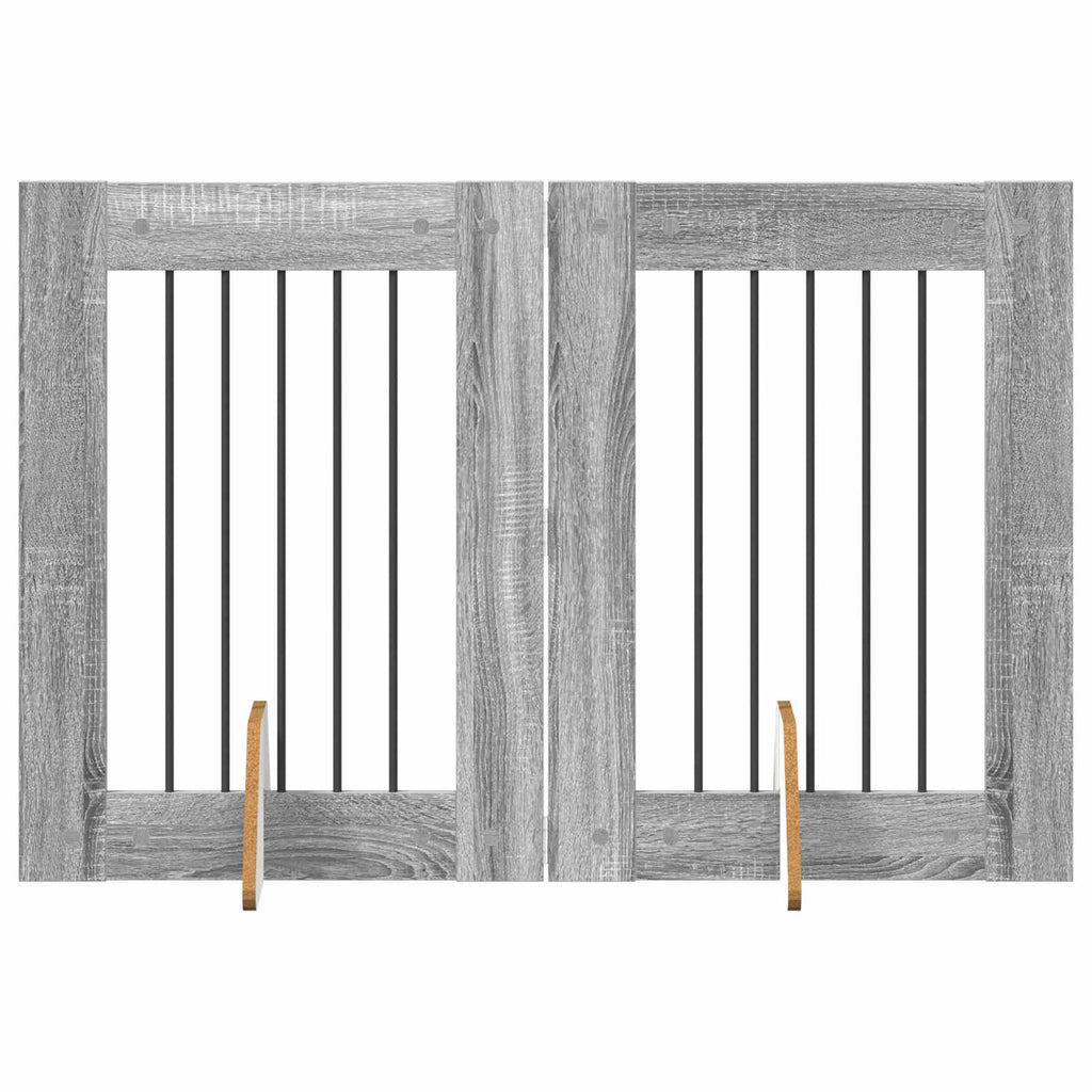 vidaXL Bramka dla psów z podpórkami 2 pcs Szary Sonoma 60 x 80 cm