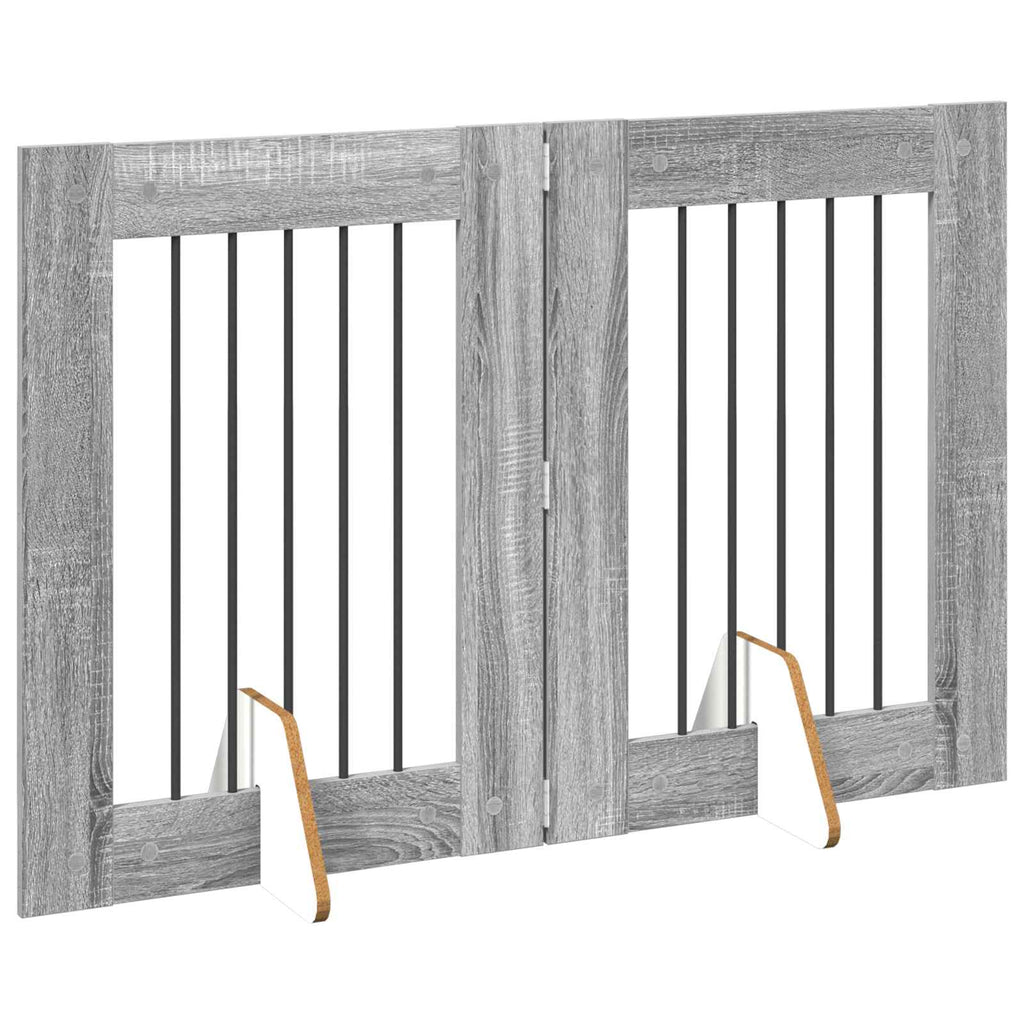 vidaXL Bramka dla psów z podpórkami 2 pcs Szary Sonoma 60 x 80 cm