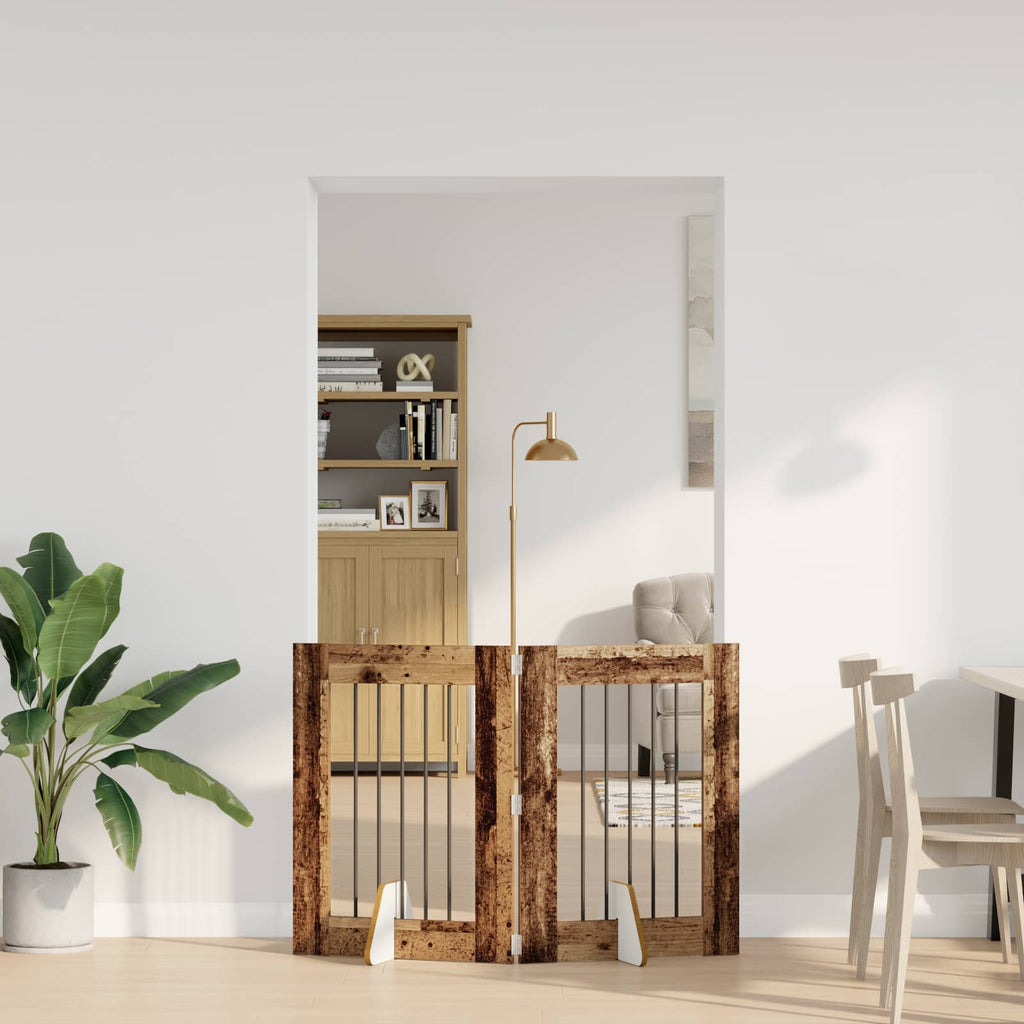 vidaXL Bramka dla psów z podpórkami 2 pcs Stare drewno 60 x 80 cm