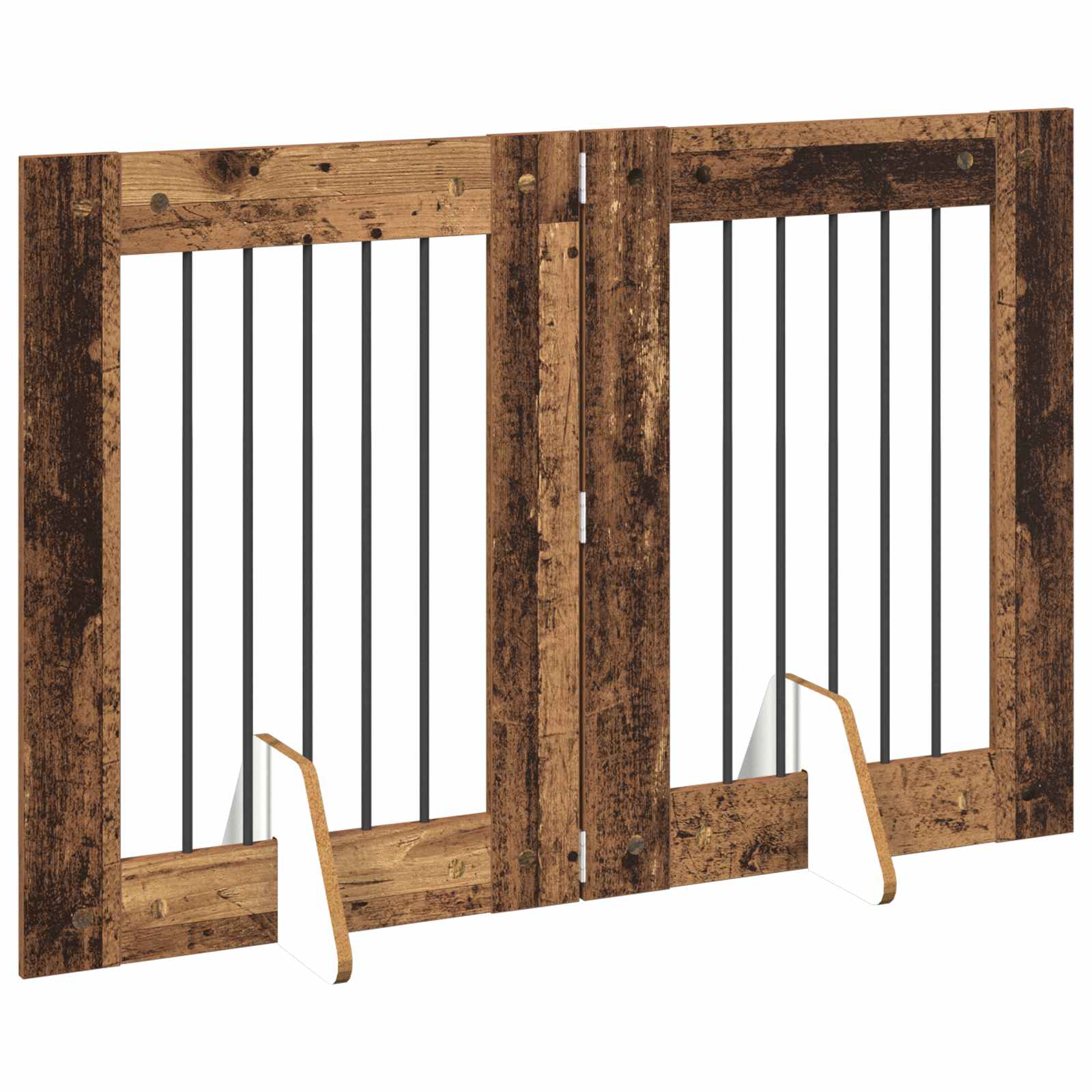 vidaXL Bramka dla psów z podpórkami 2 pcs Stare drewno 60 x 80 cm