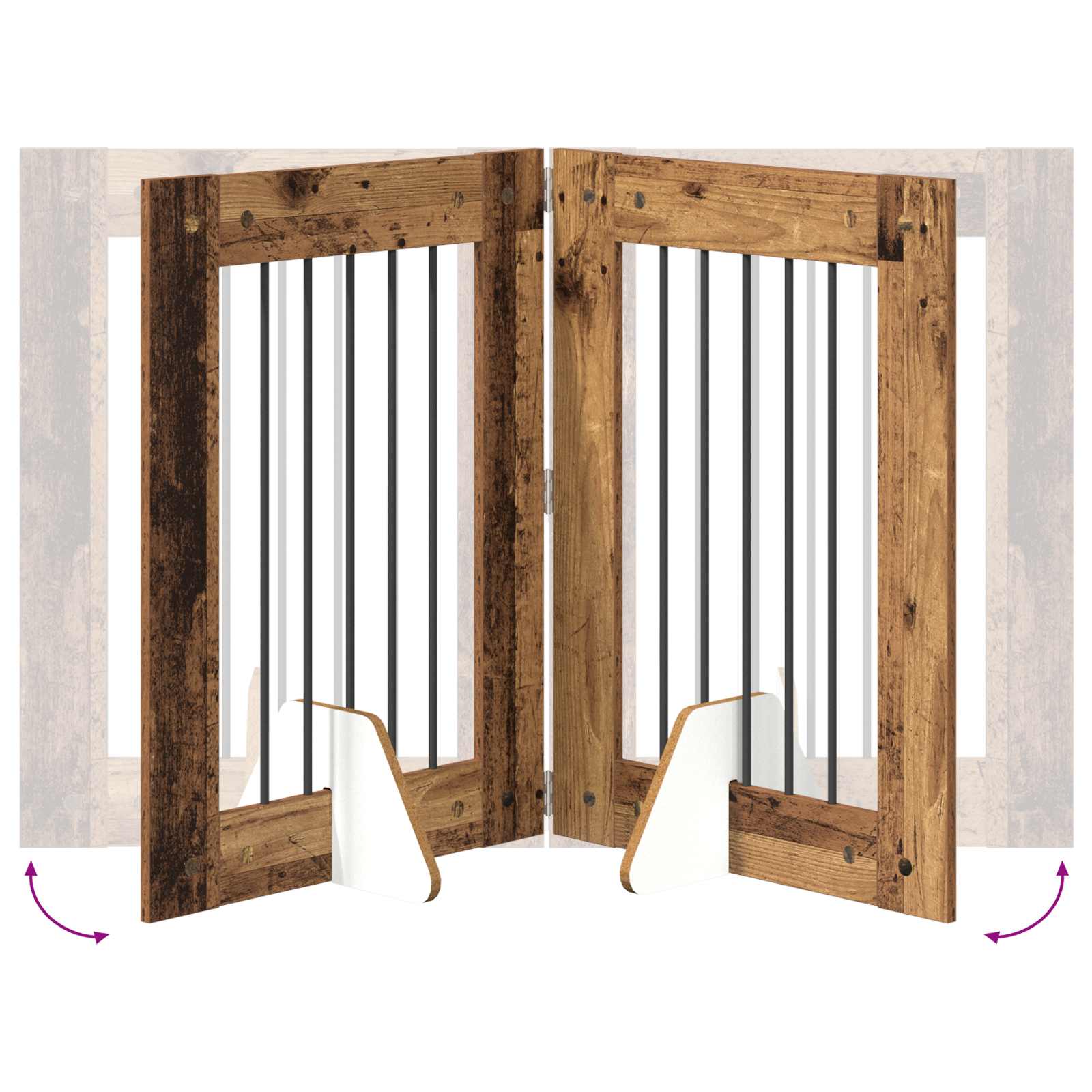 vidaXL Bramka dla psów z podpórkami 2 pcs Stare drewno 60 x 80 cm