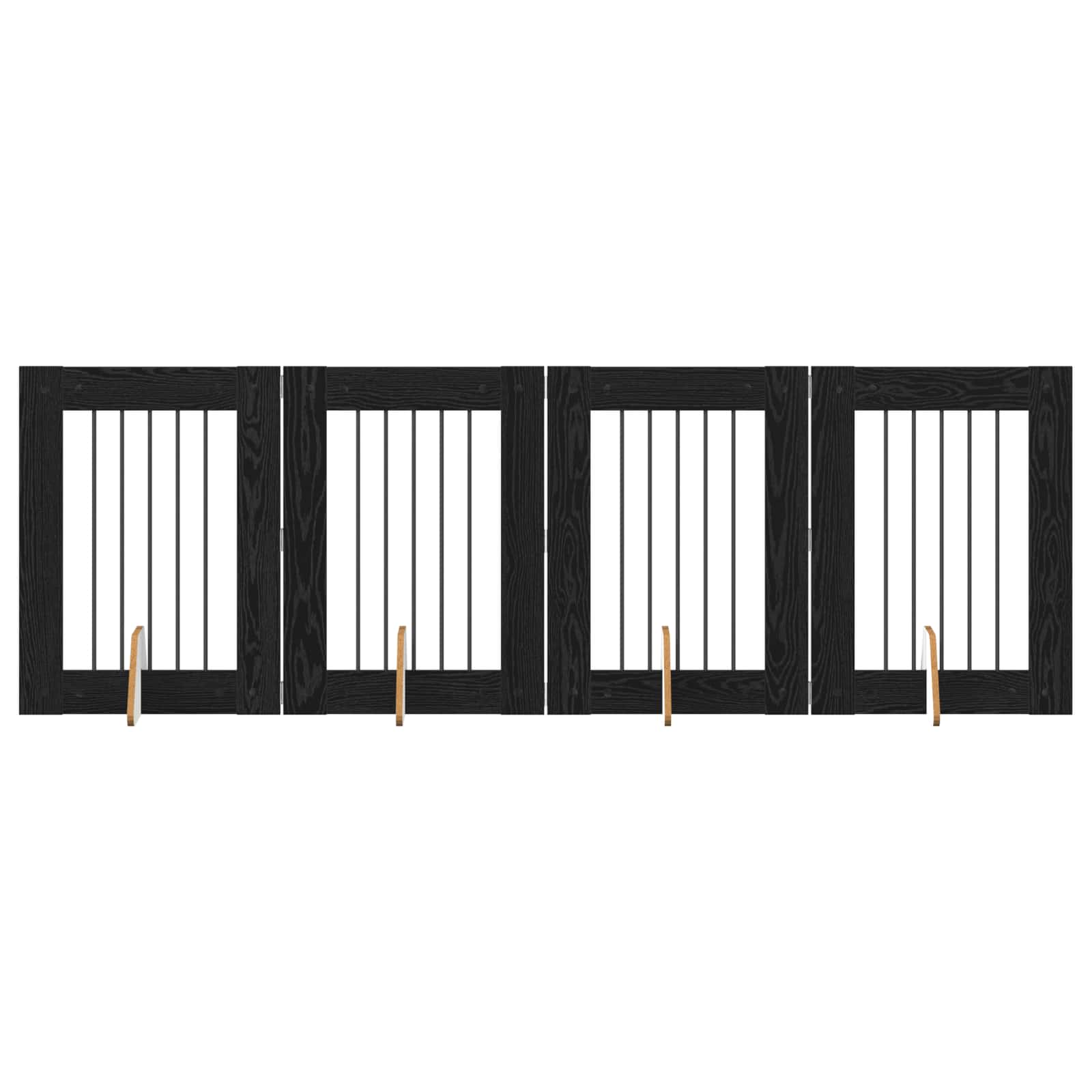vidaXL Bramka dla psów z podpórkami 4 pcs Czarny dąb 60 x 80 cm