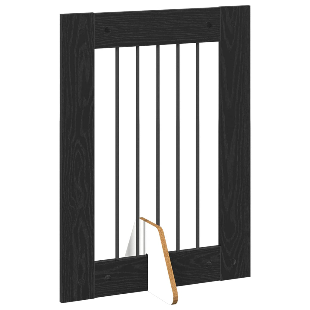 vidaXL Bramka dla psów z podpórkami 4 pcs Czarny dąb 60 x 80 cm