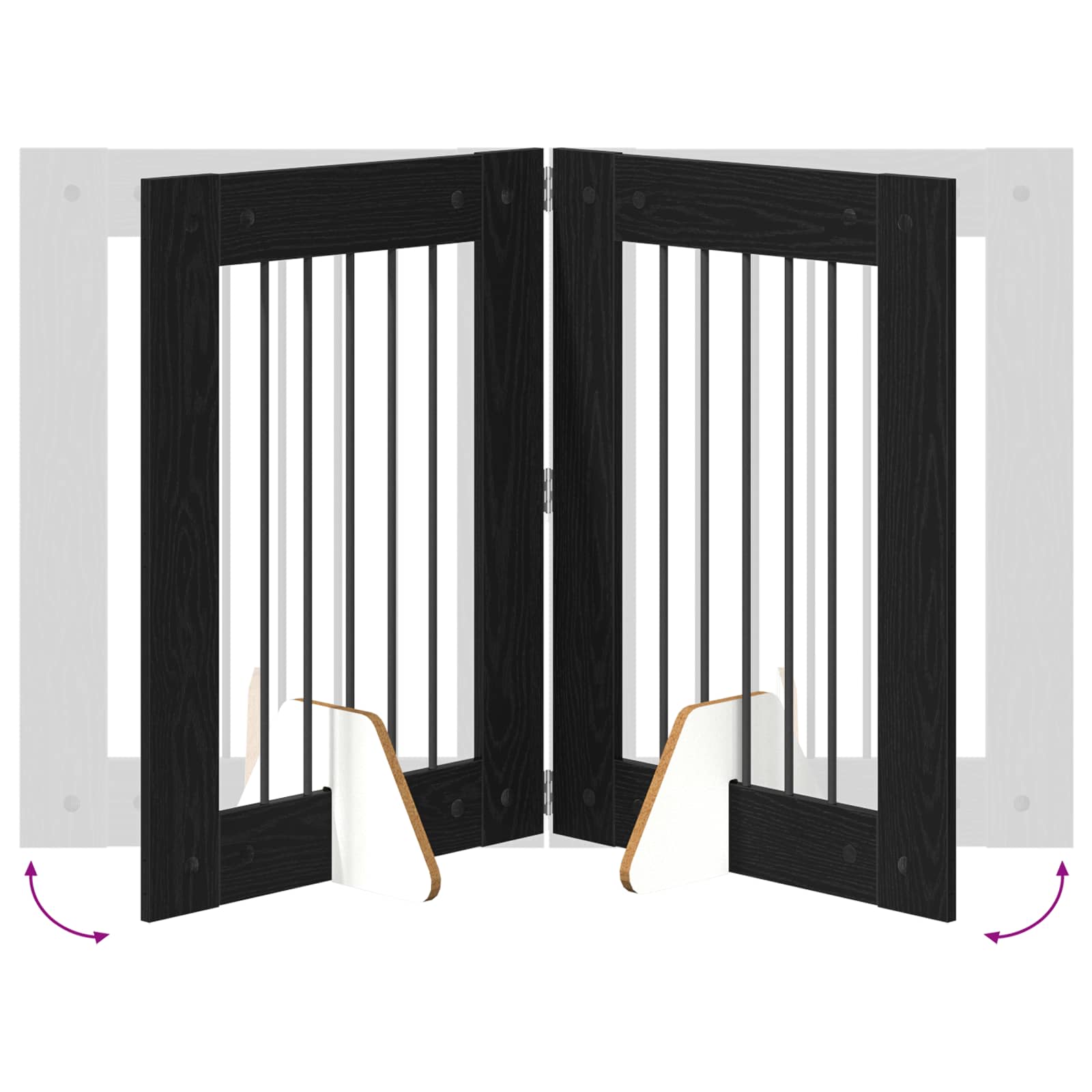 vidaXL Bramka dla psów z podpórkami 4 pcs Czarny dąb 60 x 80 cm