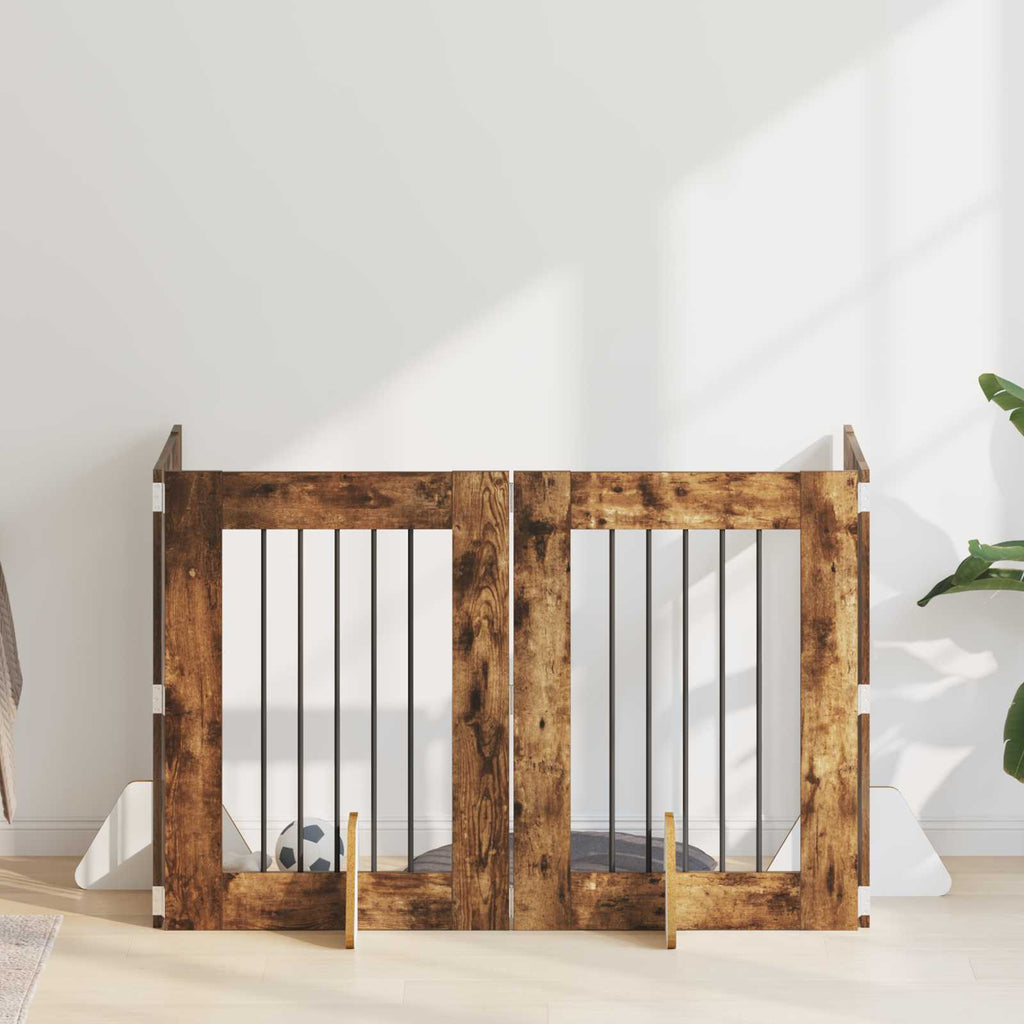 vidaXL Bramka dla psów z podpórkami 4 pcs Dąb wędzony 60 x 80 cm