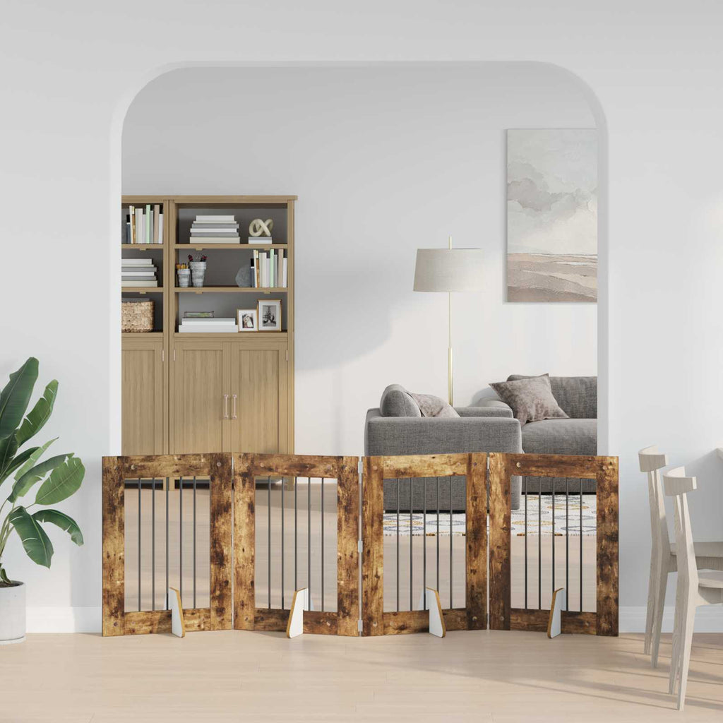 vidaXL Bramka dla psów z podpórkami 4 pcs Dąb wędzony 60 x 80 cm