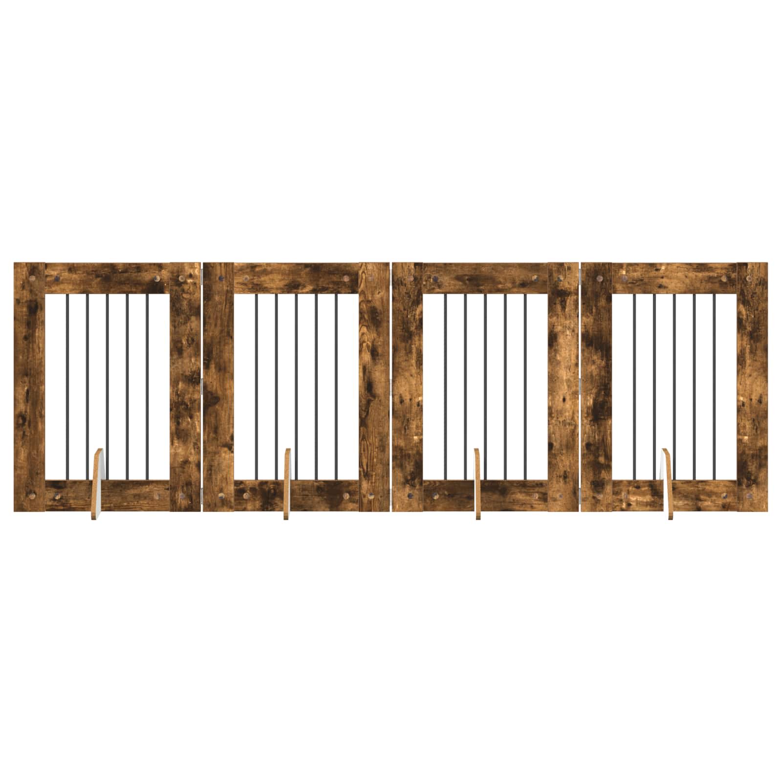 vidaXL Bramka dla psów z podpórkami 4 pcs Dąb wędzony 60 x 80 cm