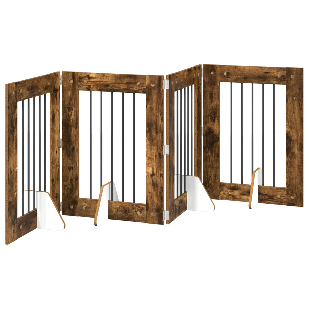 vidaXL Bramka dla psów z podpórkami 4 pcs Dąb wędzony 60 x 80 cm