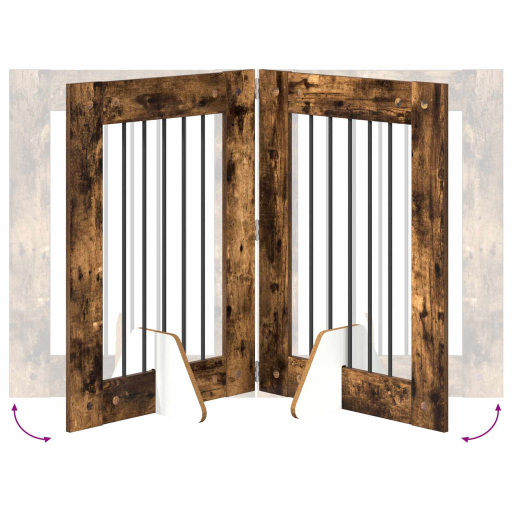 vidaXL Bramka dla psów z podpórkami 4 pcs Dąb wędzony 60 x 80 cm