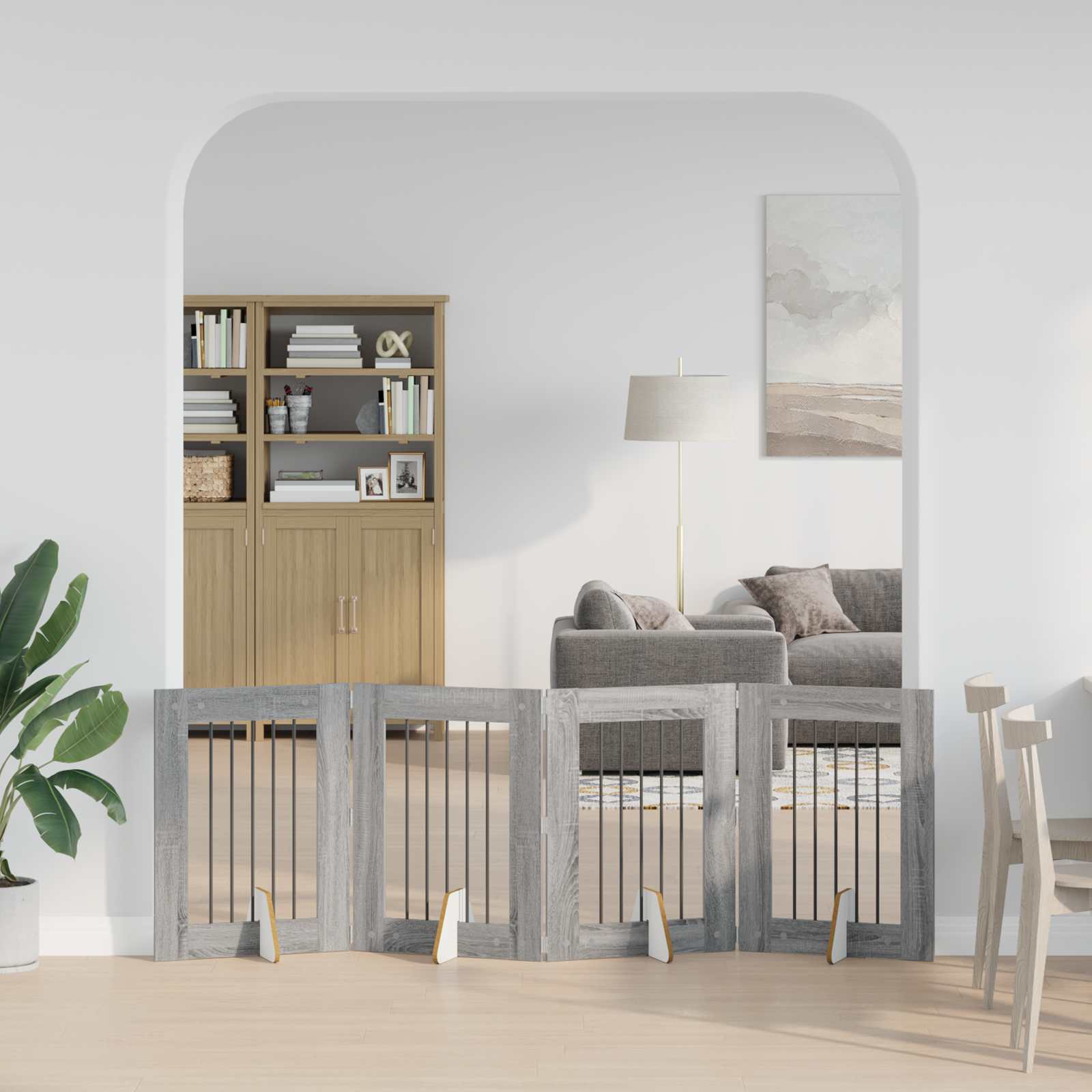 vidaXL Bramka dla psów z podpórkami 4 pcs Szary Sonoma 60 x 80 cm