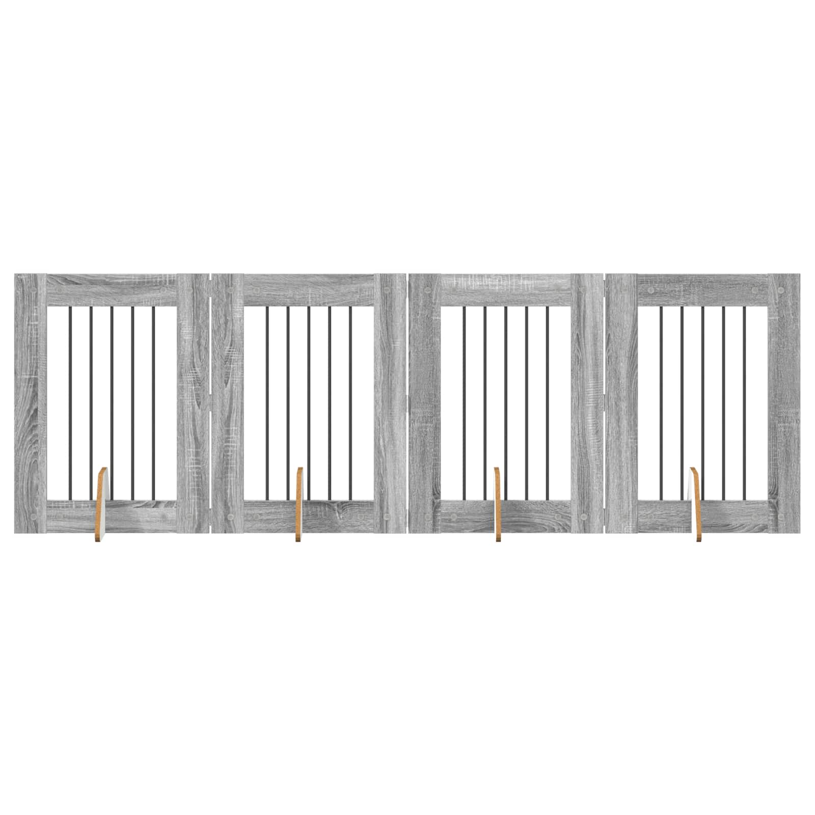 vidaXL Bramka dla psów z podpórkami 4 pcs Szary Sonoma 60 x 80 cm