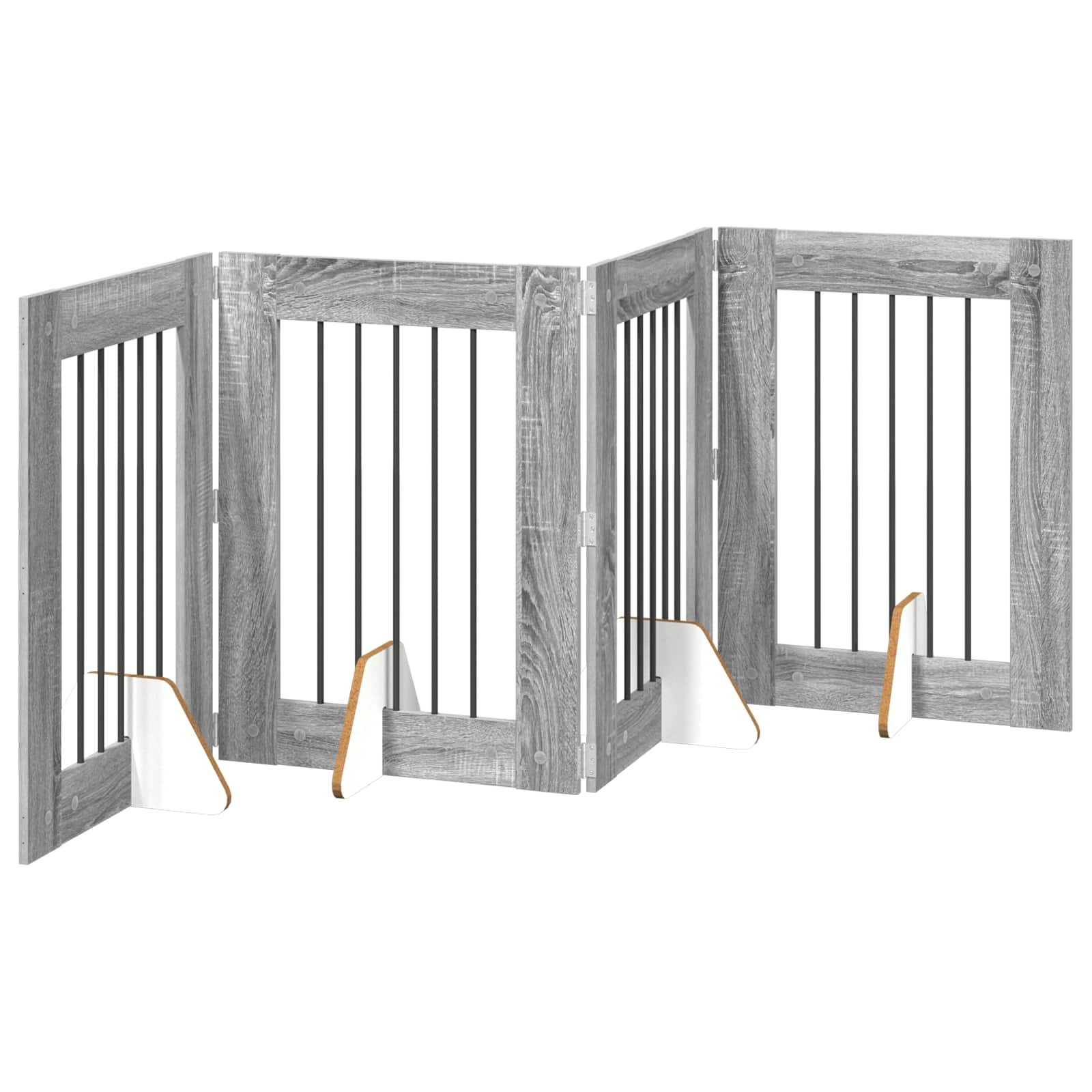 vidaXL Bramka dla psów z podpórkami 4 pcs Szary Sonoma 60 x 80 cm