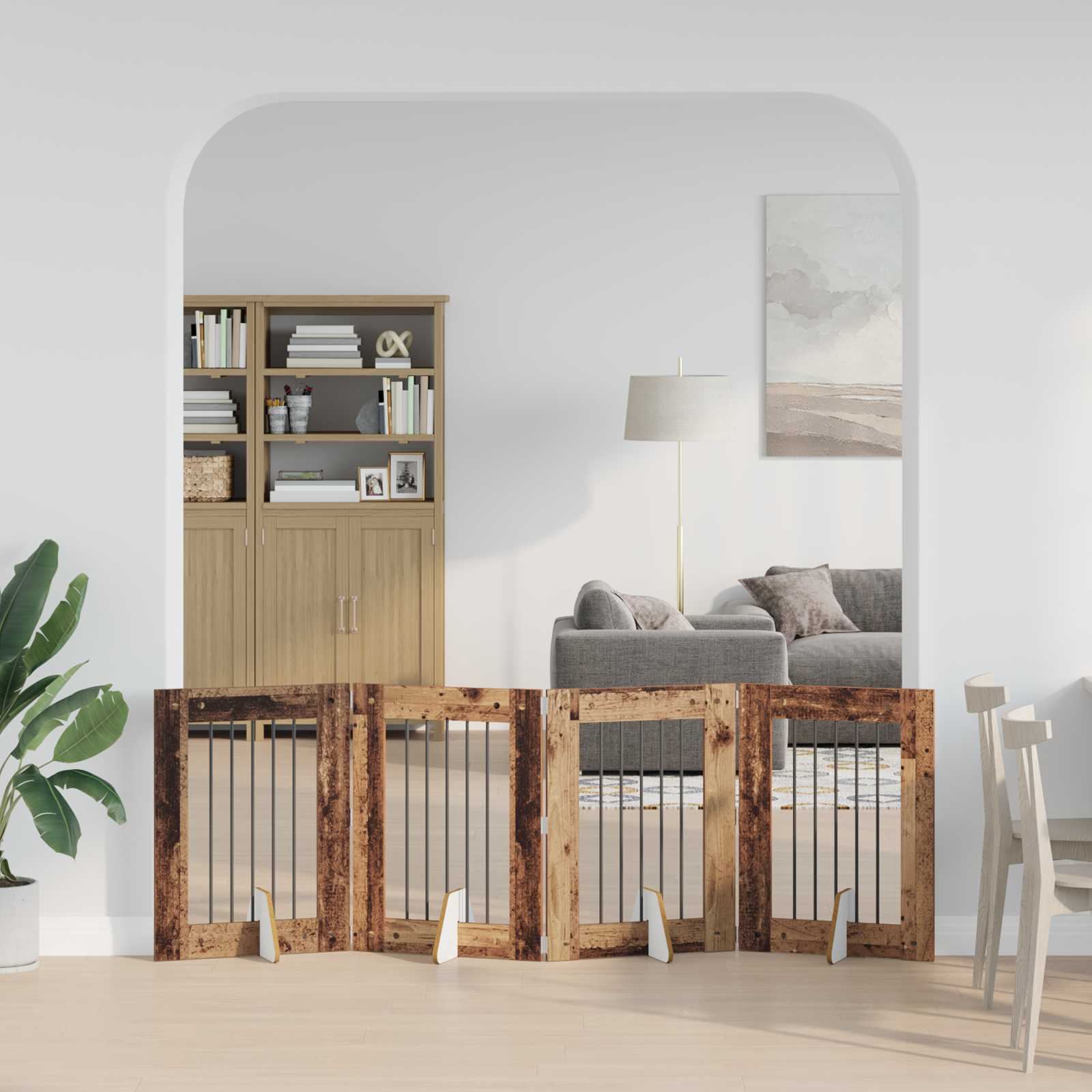 vidaXL Bramka dla psów z podpórkami 4 pcs Stare drewno 60 x 80 cm