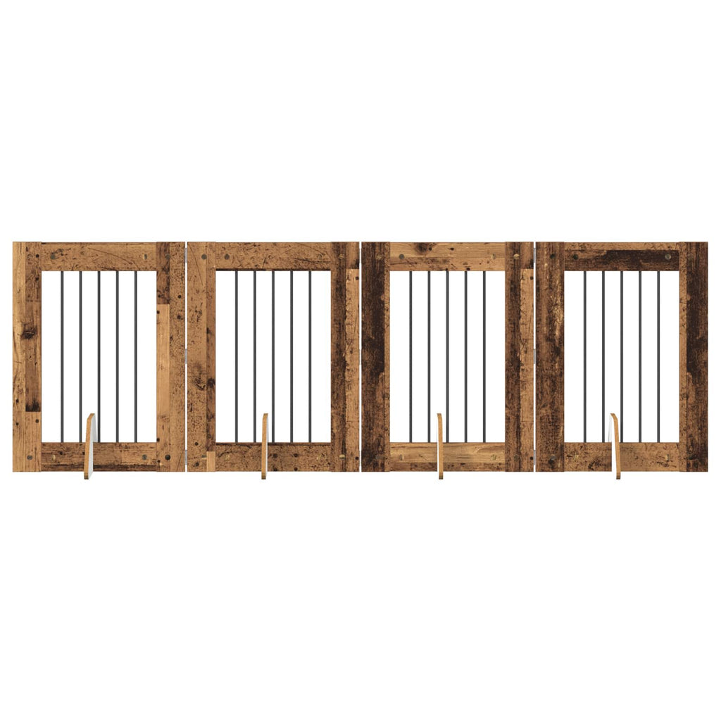 vidaXL Bramka dla psów z podpórkami 4 pcs Stare drewno 60 x 80 cm