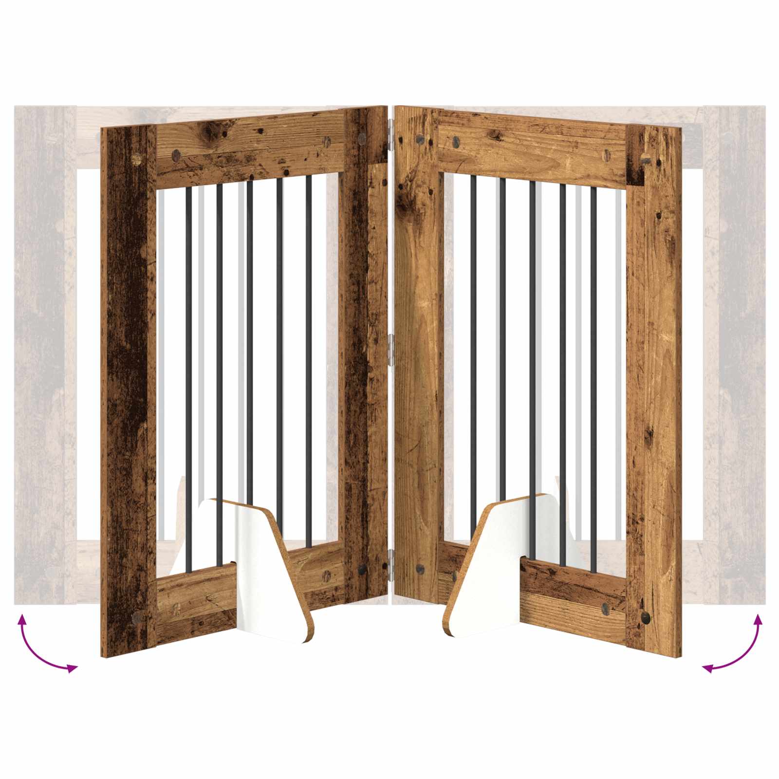 vidaXL Bramka dla psów z podpórkami 4 pcs Stare drewno 60 x 80 cm
